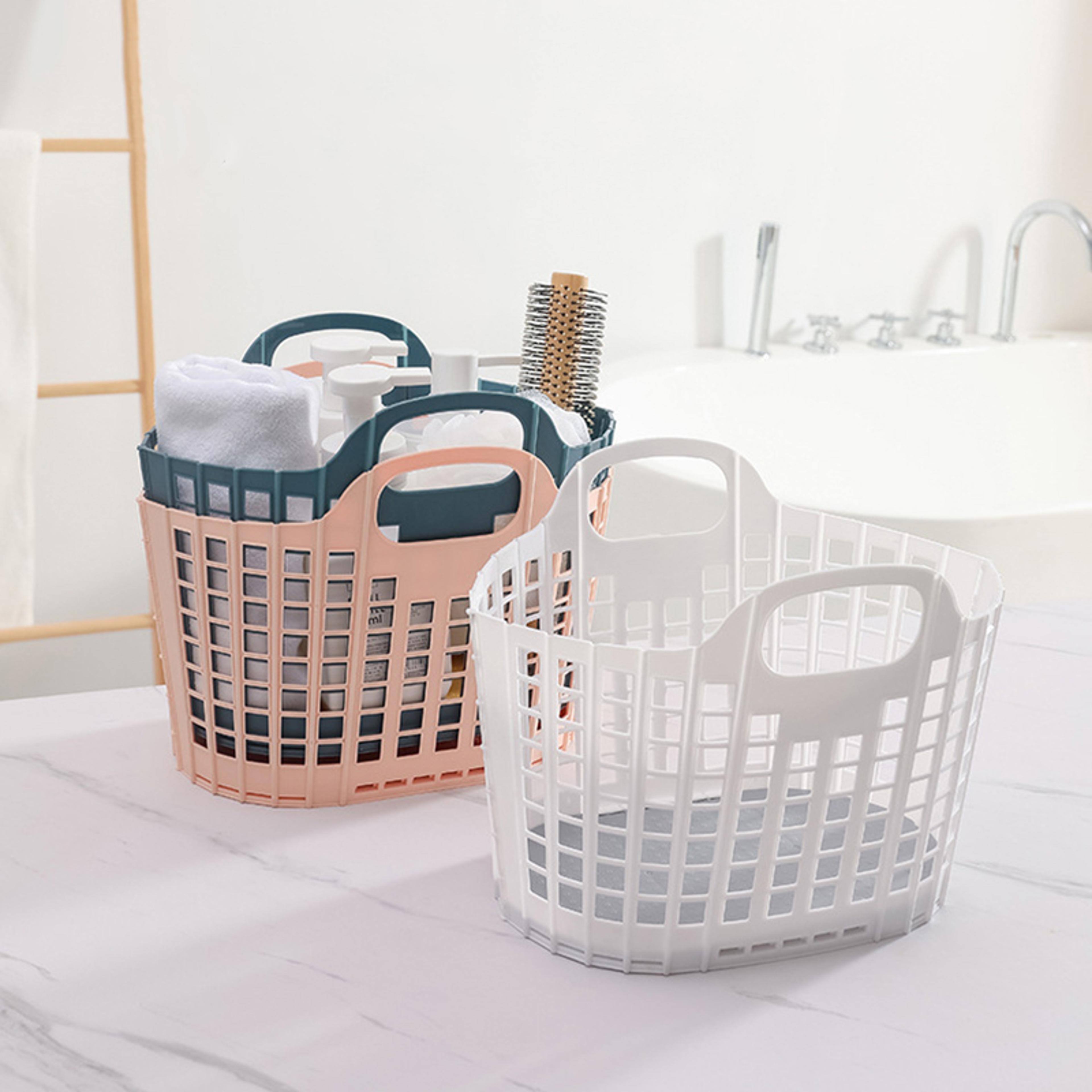 foldable storage basket portable bathroom organizer space saving storage