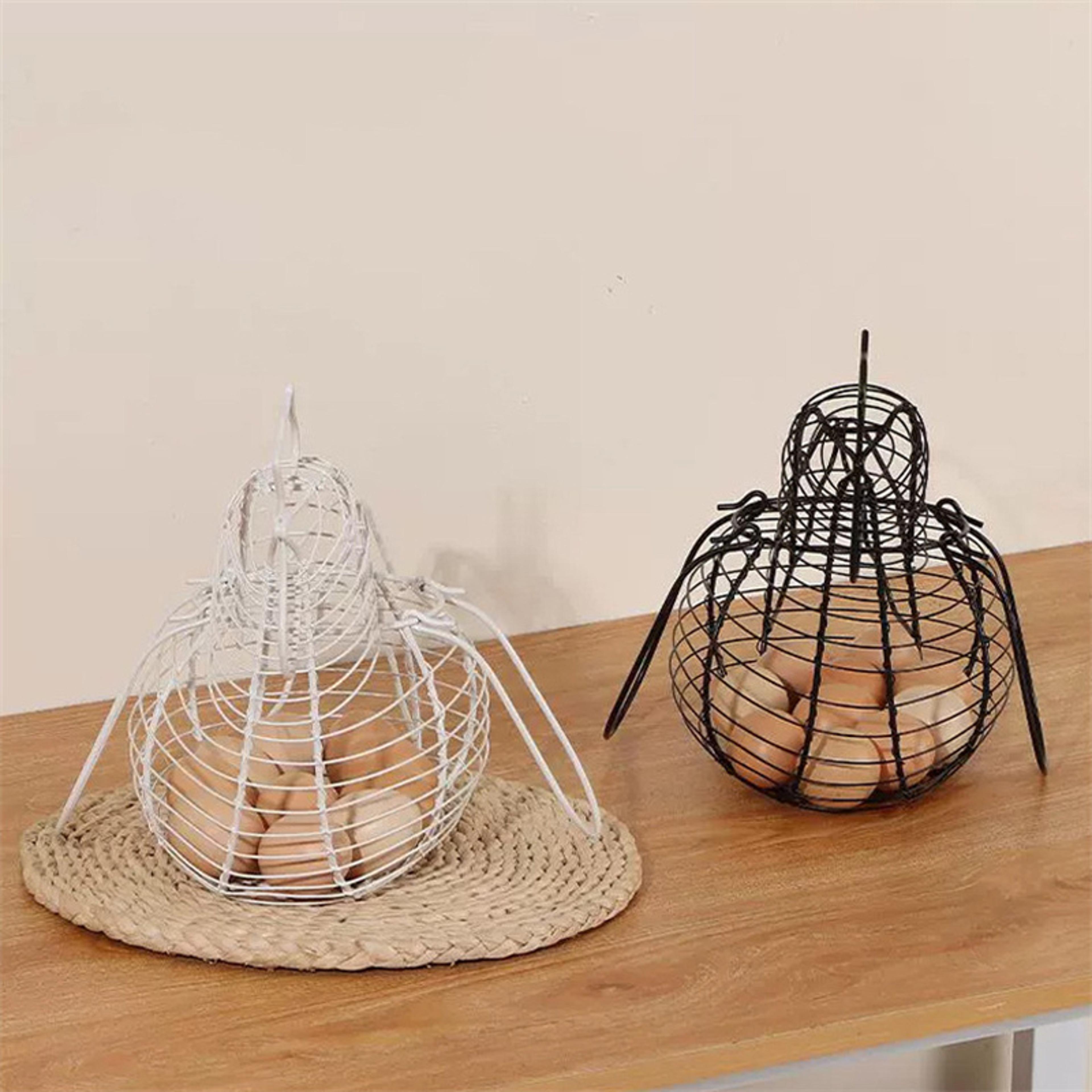 chicken egg holder basket iron egg storage basket for farmhouse kitchen organizer