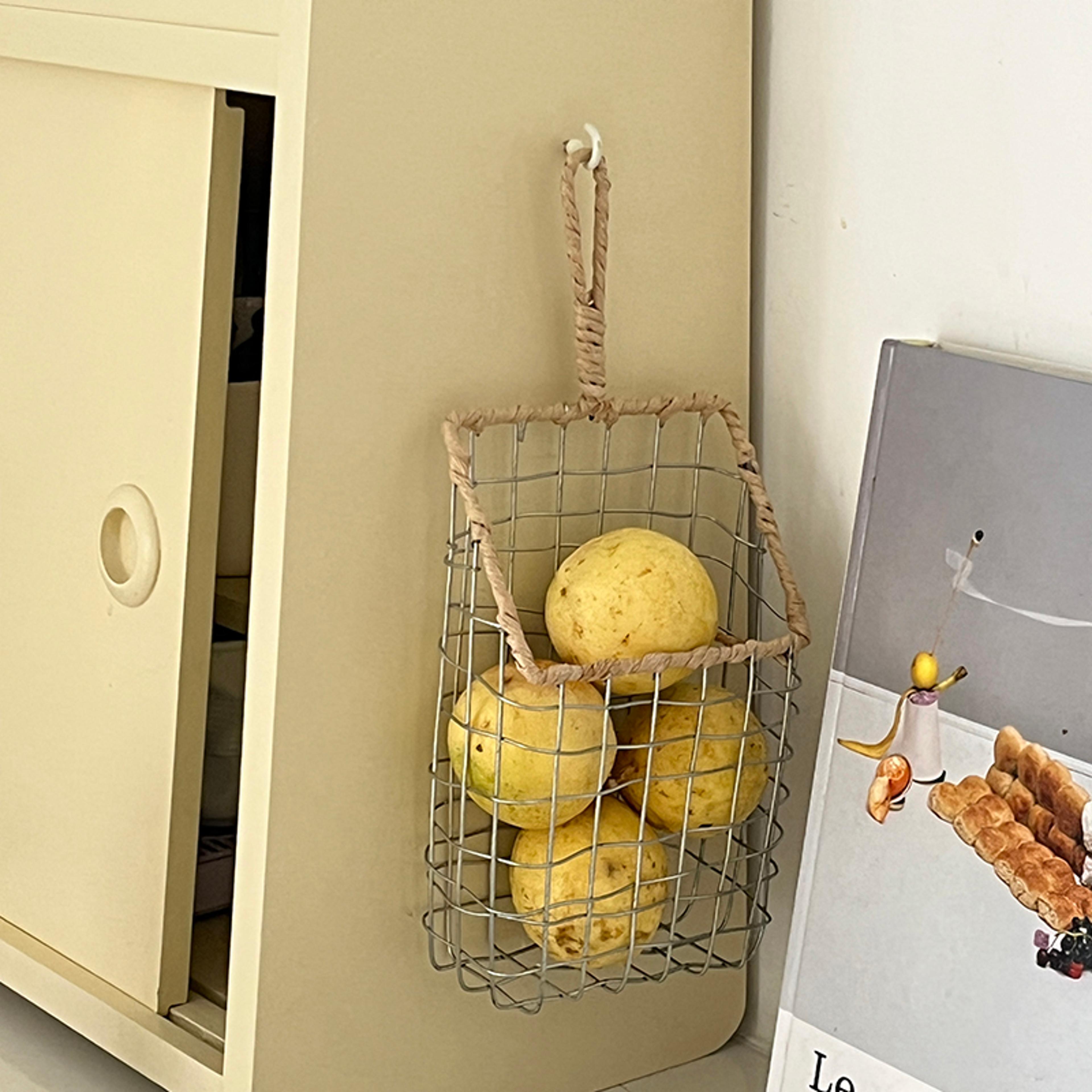 nordic hanging storage basket metal kitchen organizer for small items and home decor
