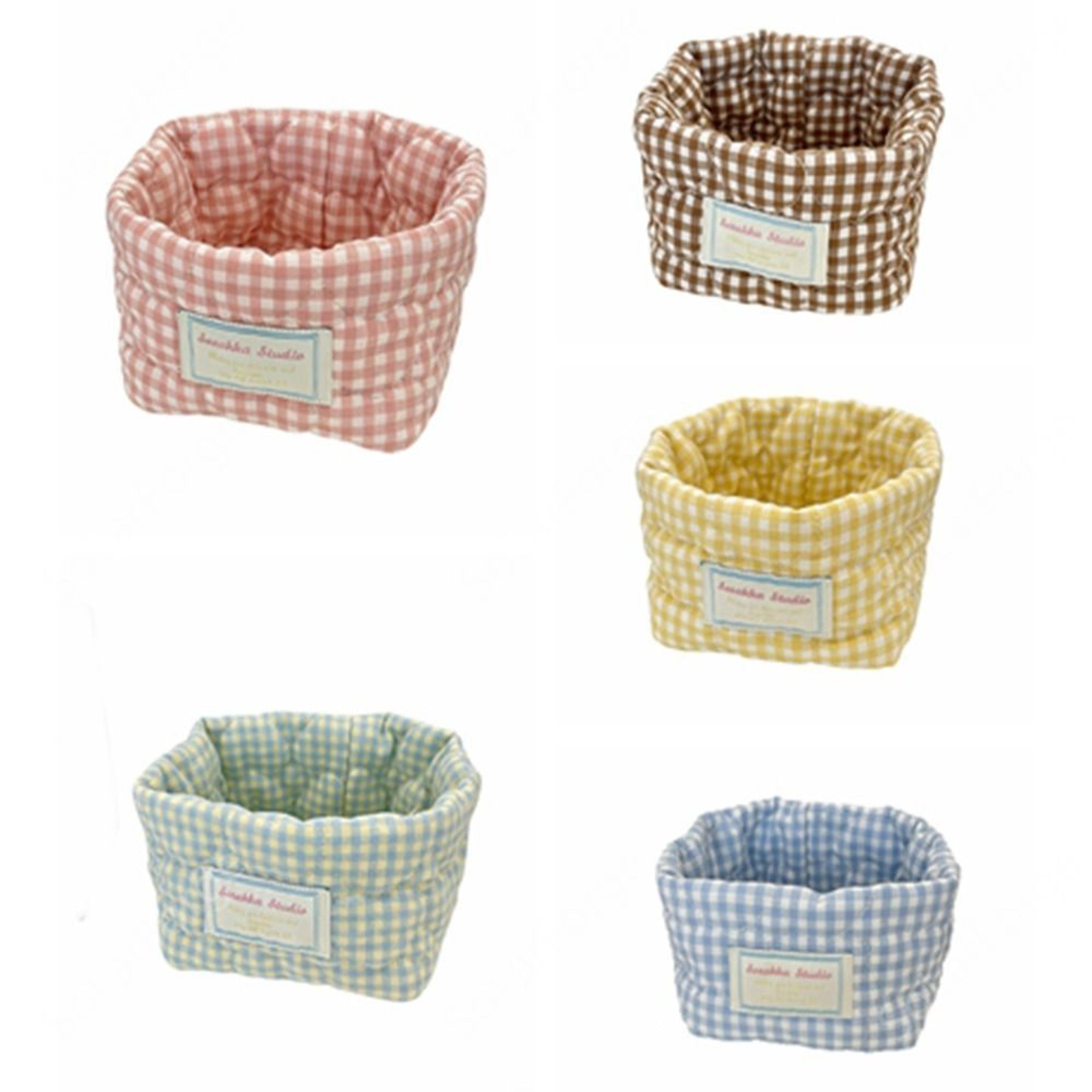 plaid fabric storage basket stylish foldable storage organizer bin for toys cosmetics and home