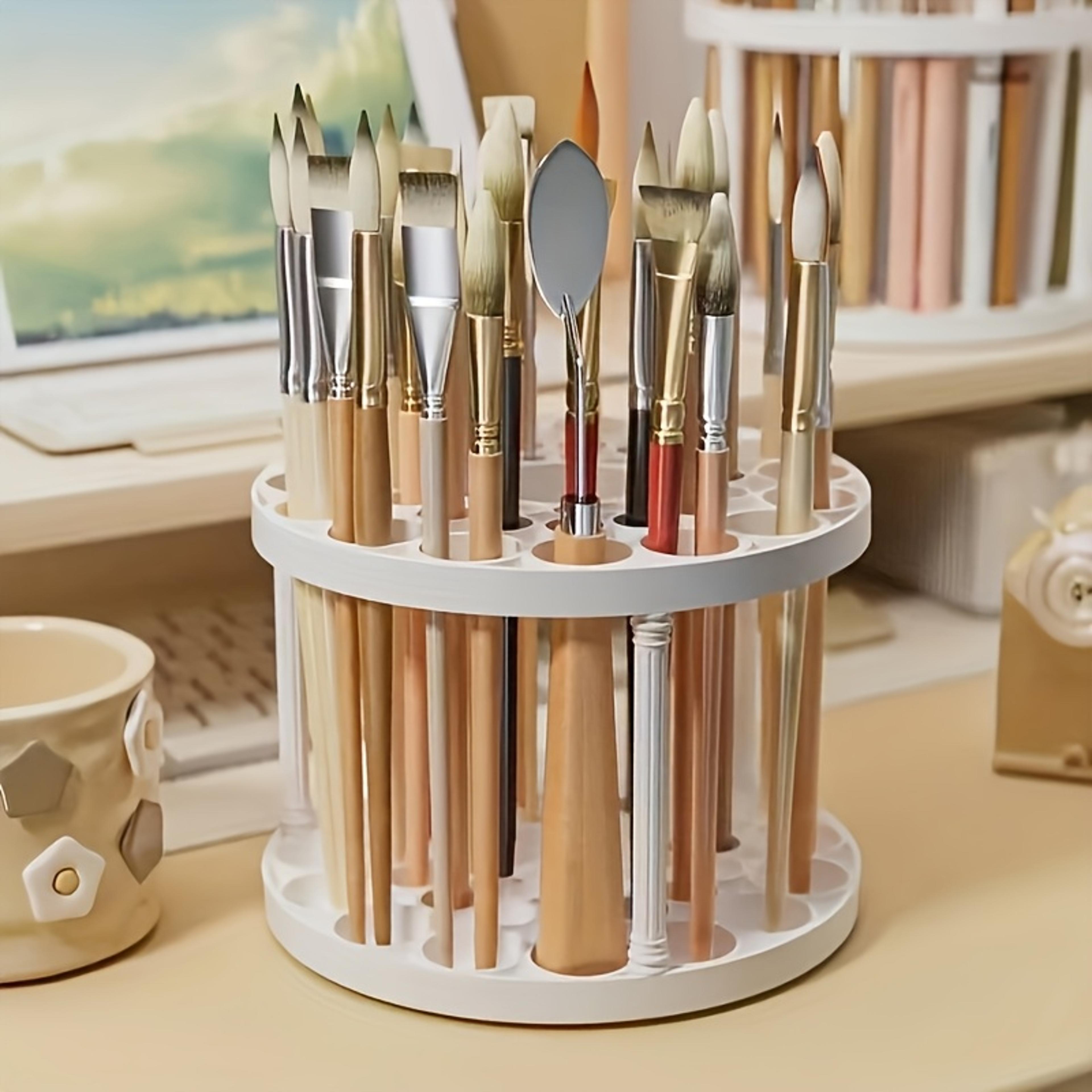 rotating brush holder white makeup brush organizer