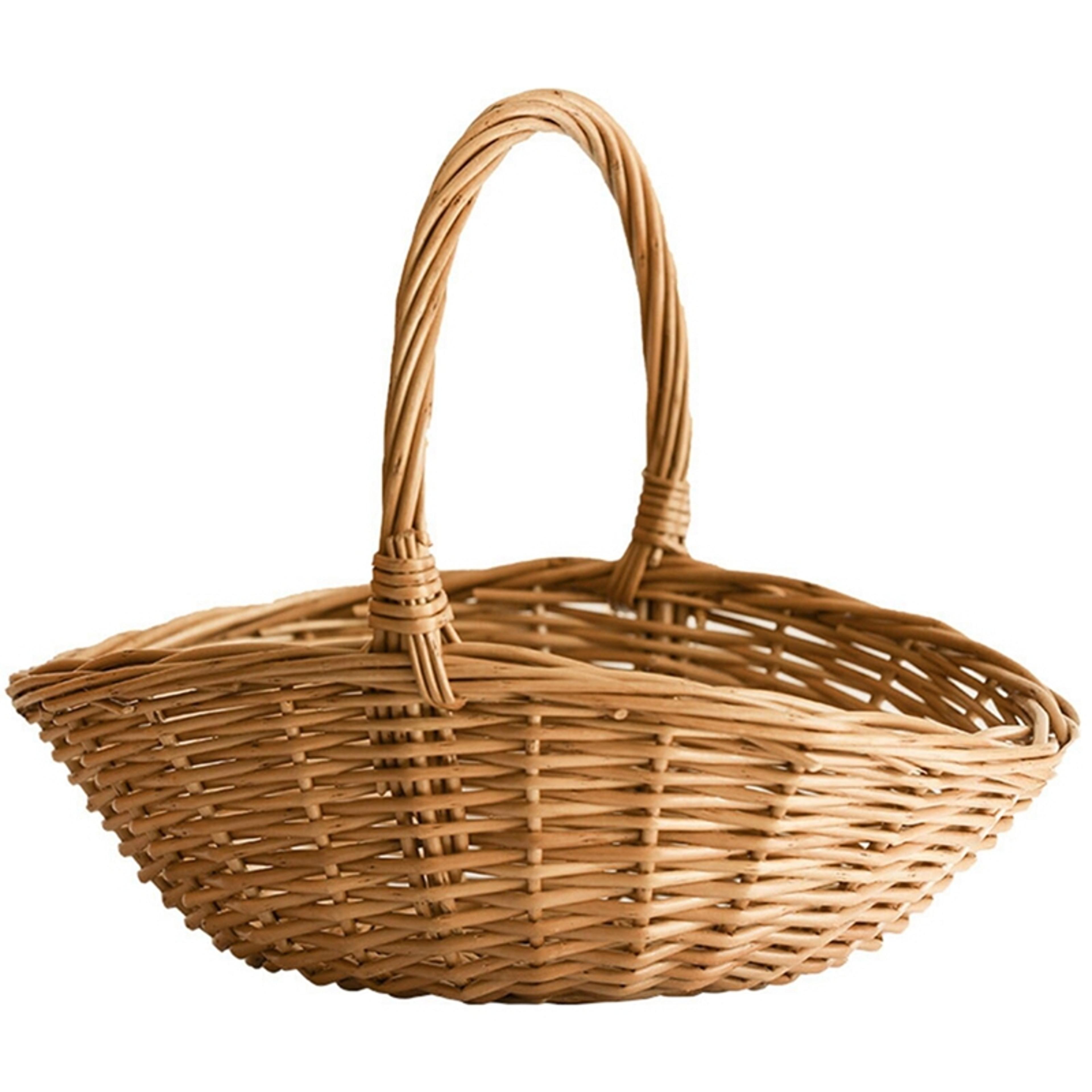 wicker storage basket with handle handmade gift basket for home kitchen and picnics