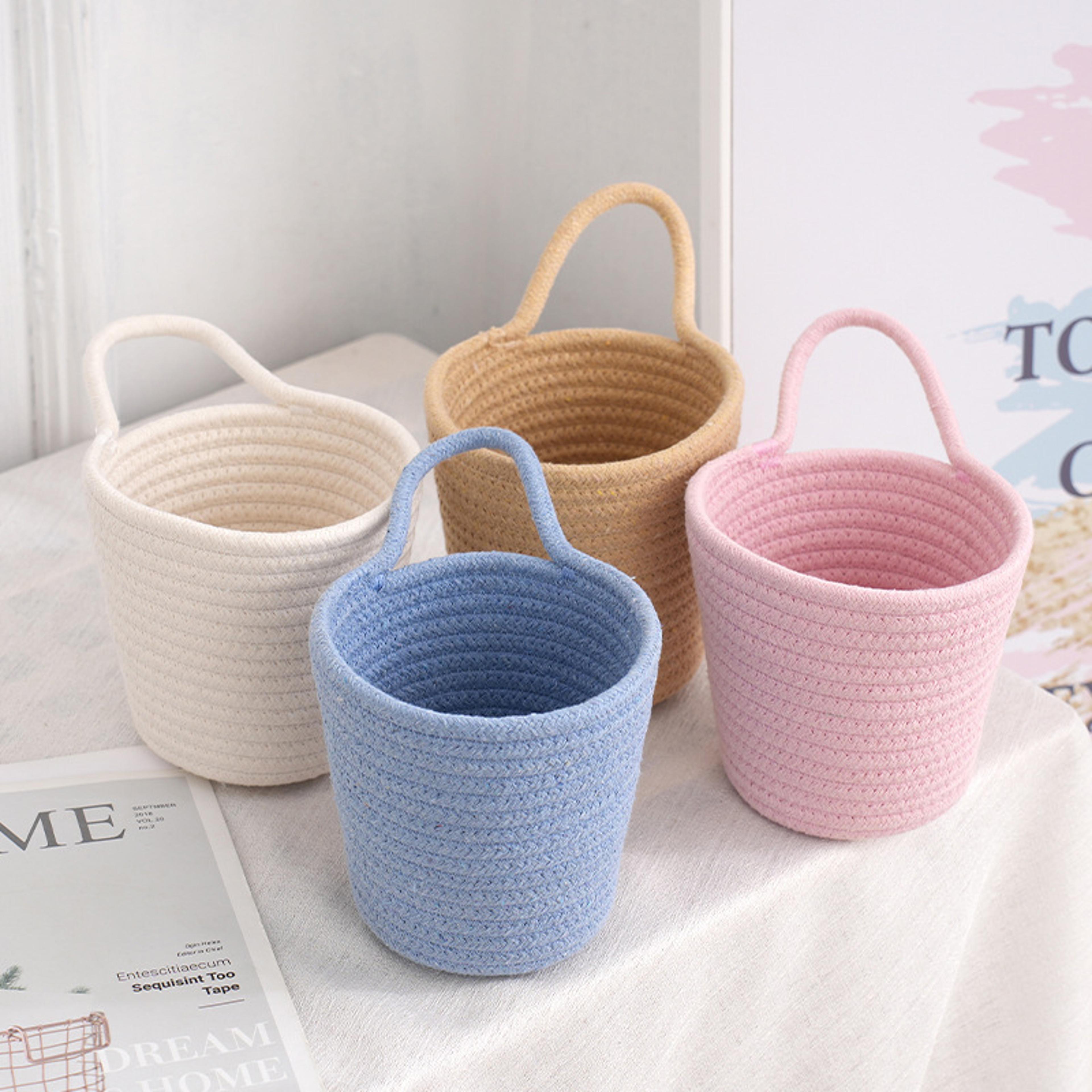 cotton rope storage basket small laundry basket and desktop organizer
