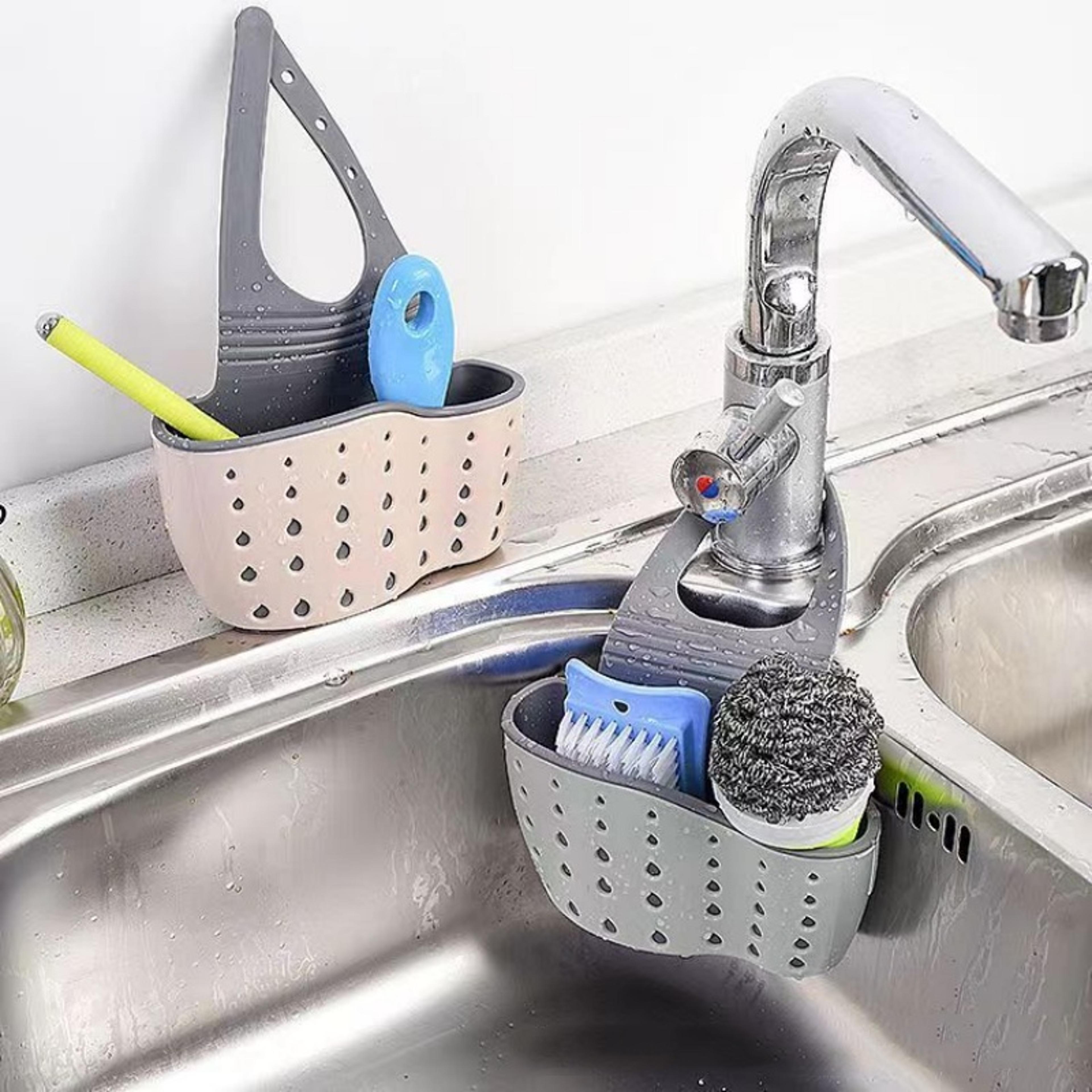 adjustable kitchen sink organizer faucet hanging basket with drainage storage