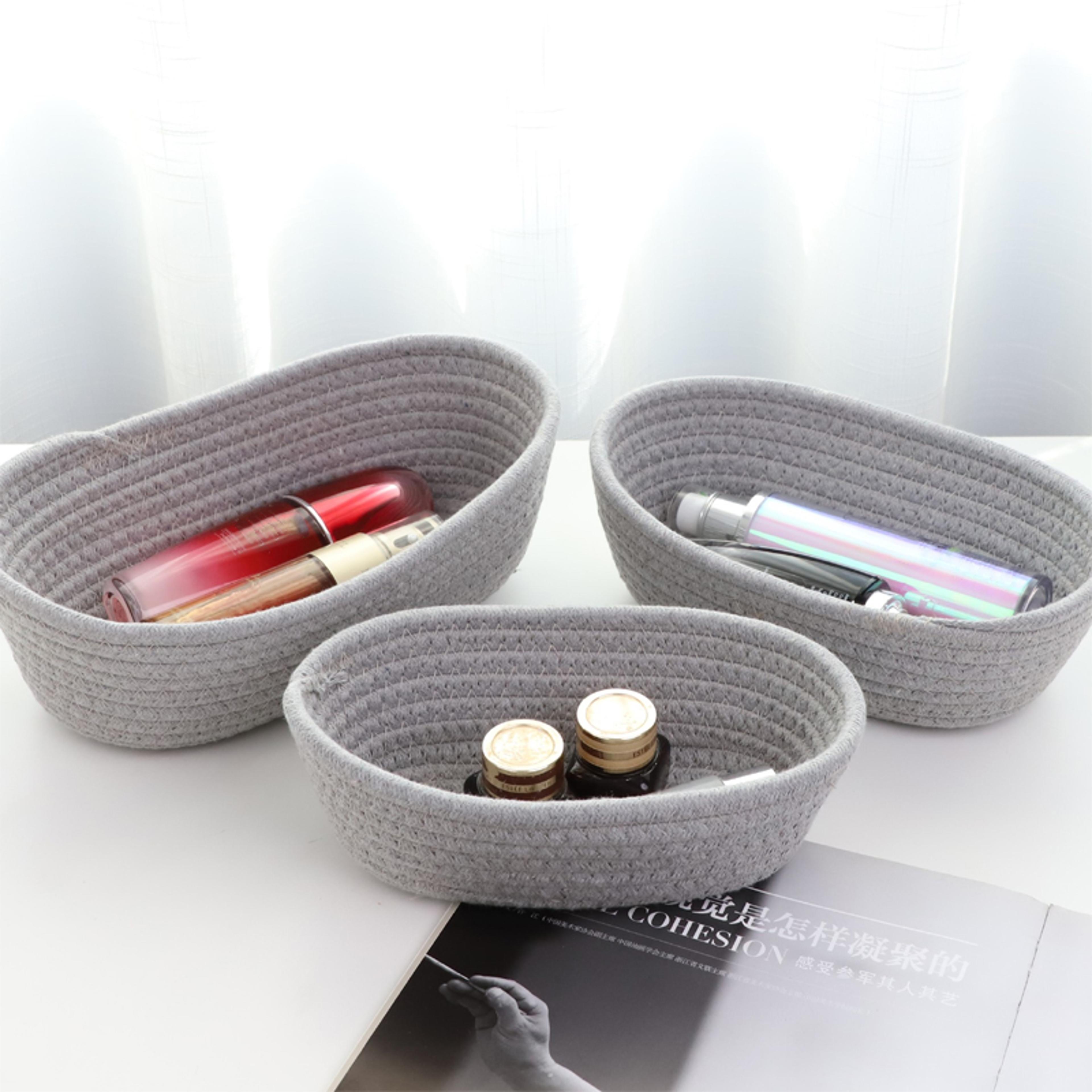 oval cotton rope woven storage basket for toys makeup and home organization