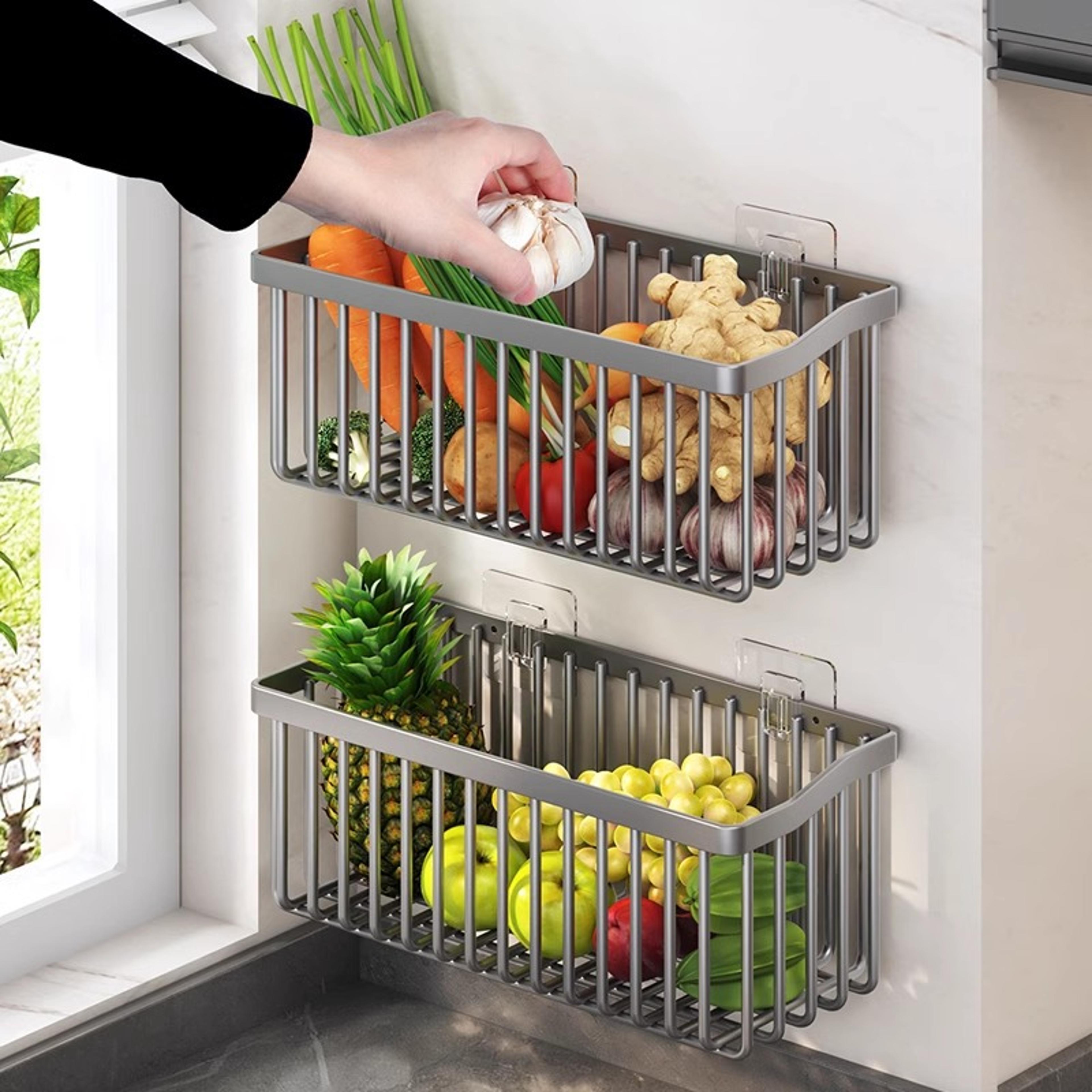 wall hanging basket kitchen storage organizer for fruit vegetables and home decor
