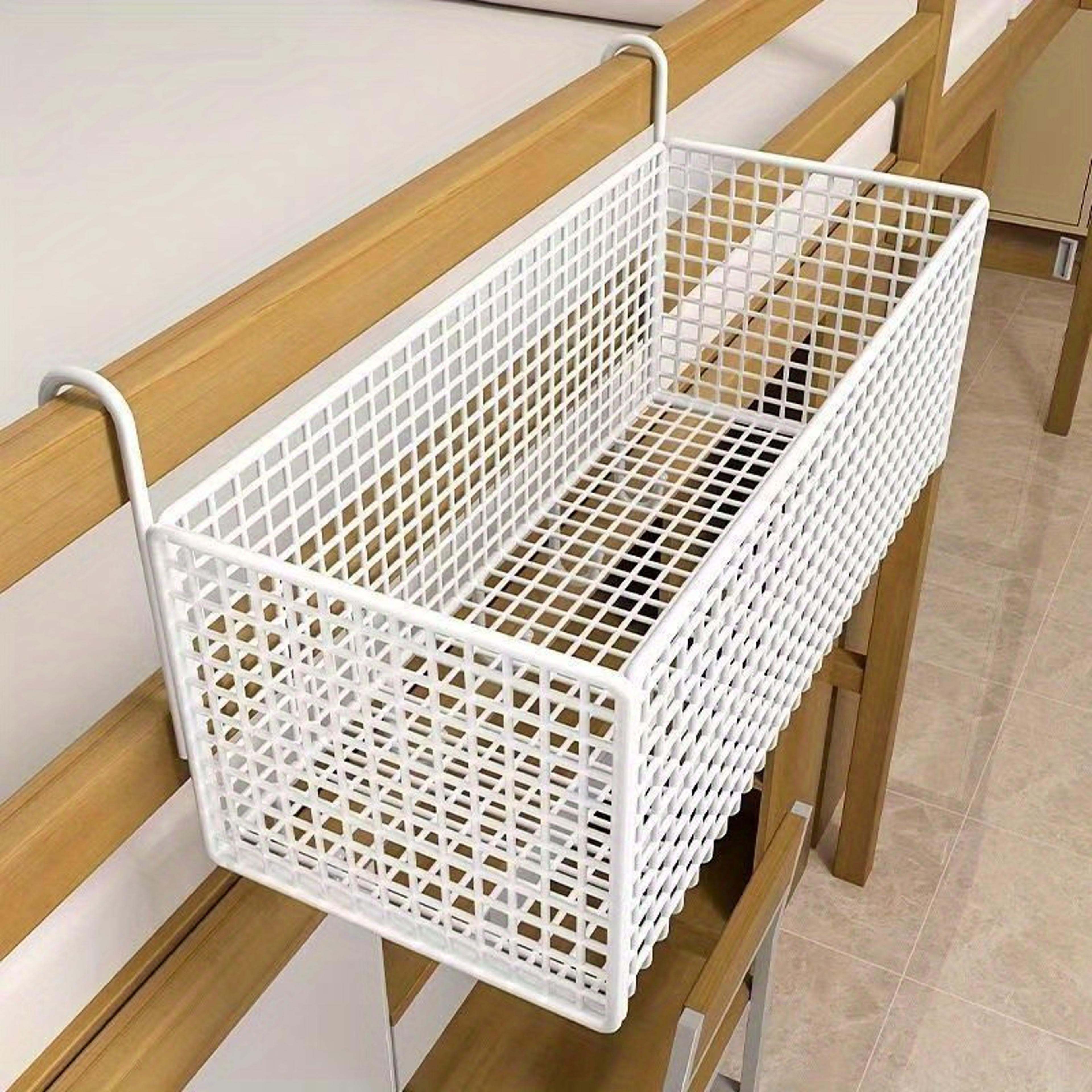 iron bedside storage basket space saving hanging organizer for dorm room white