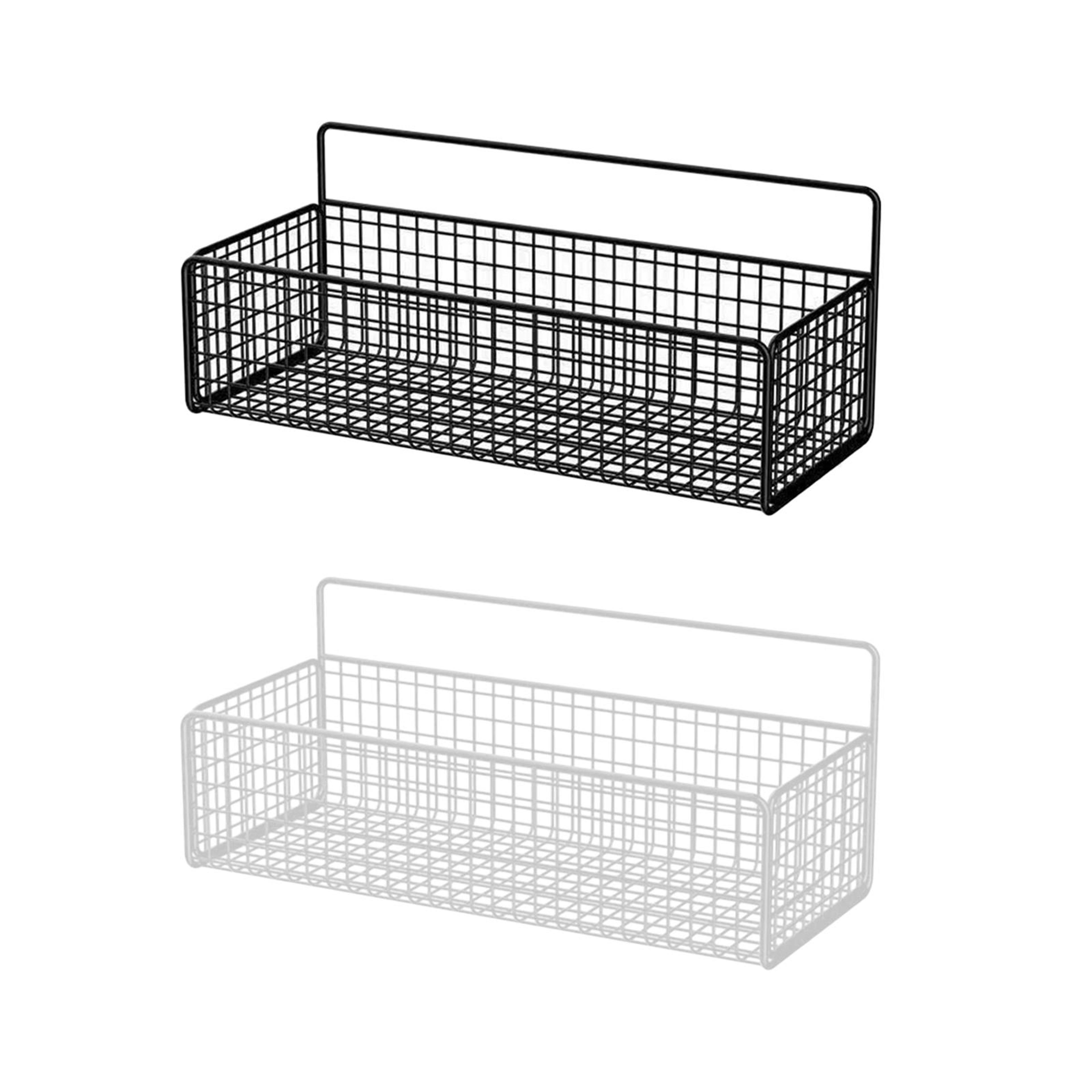 wall hanging wire basket organizer for farmhouse pantry and bathroom storage black