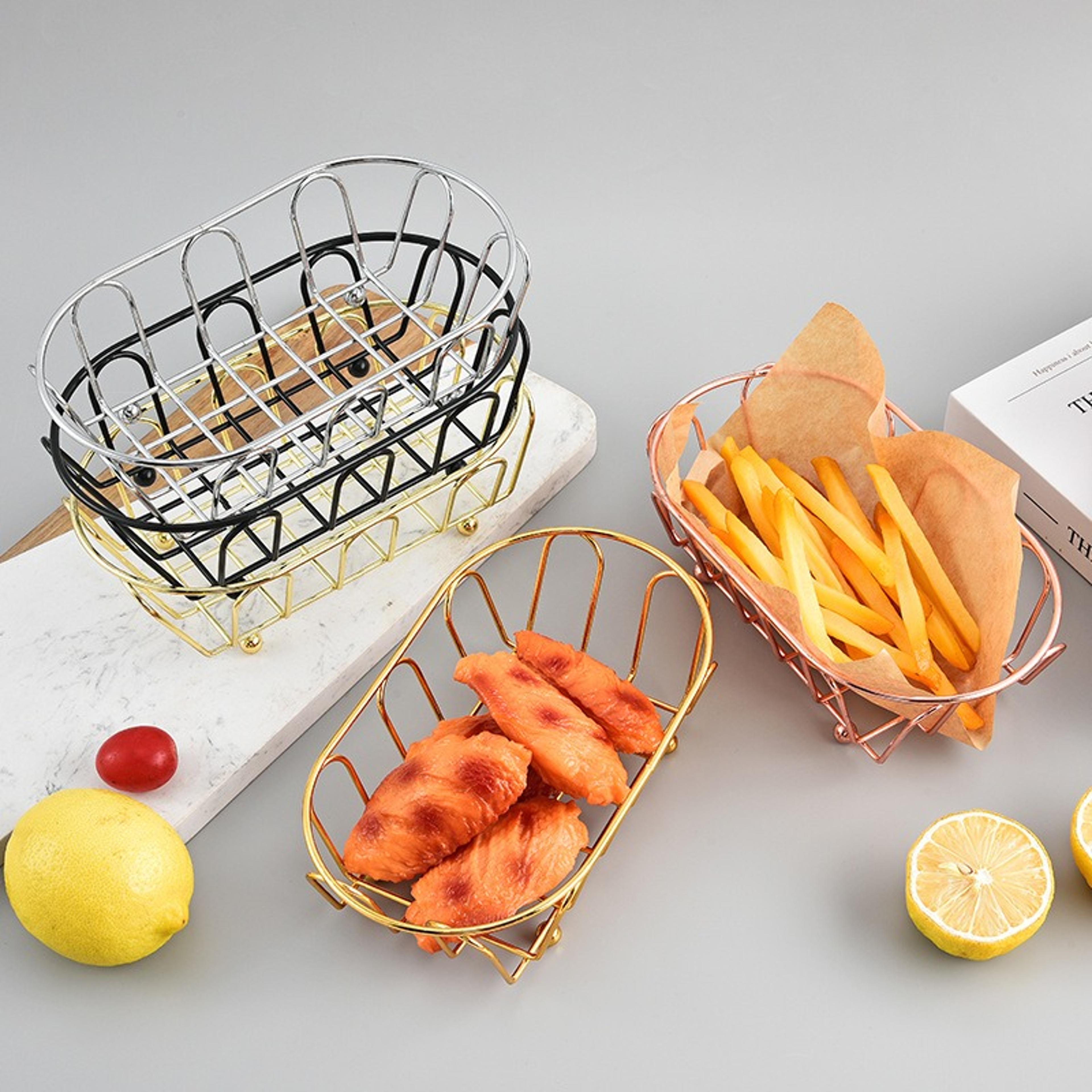stainless steel organizer basket for vanity desk and shelf storage