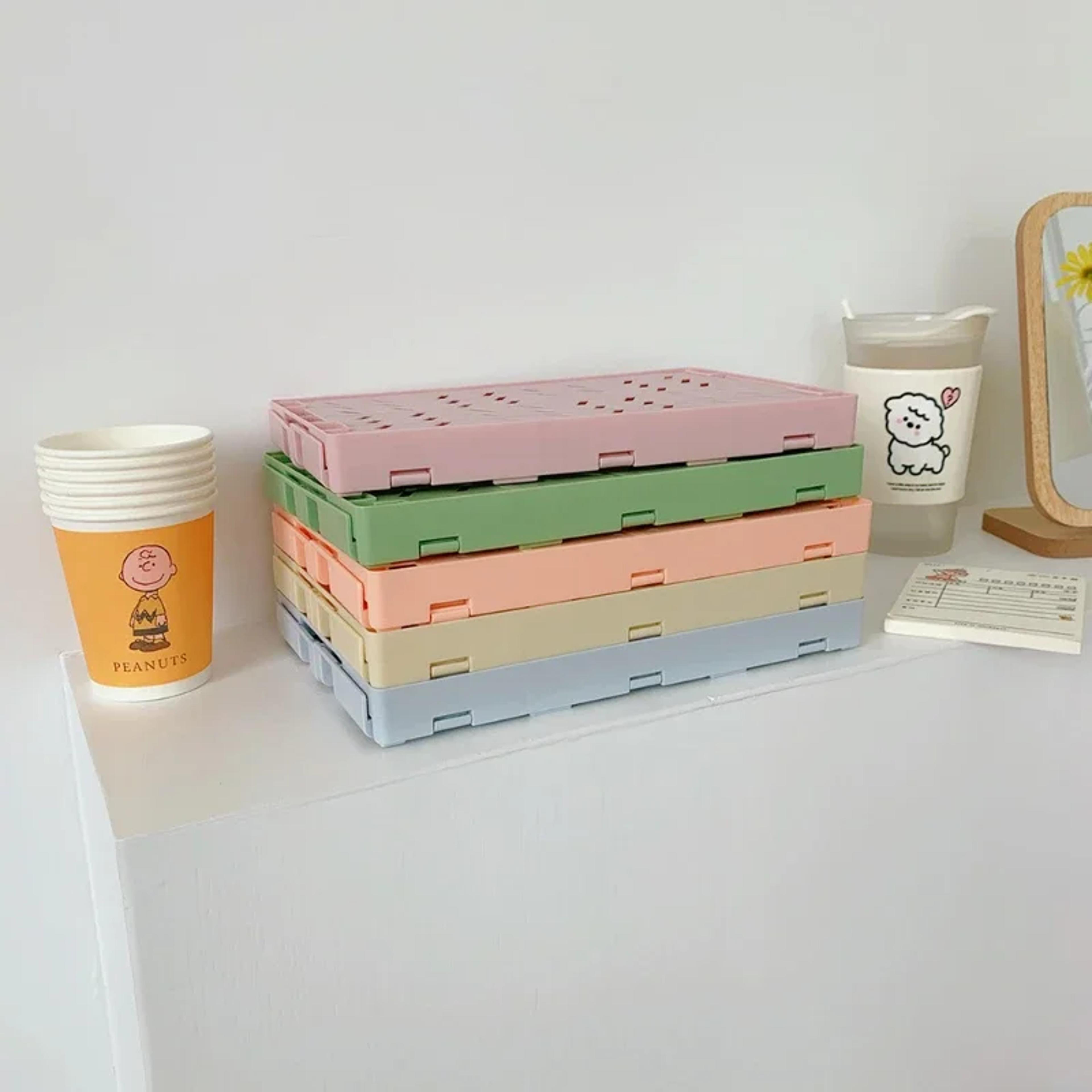 foldable storage box plastic desk organizer for stationery snacks and home storage