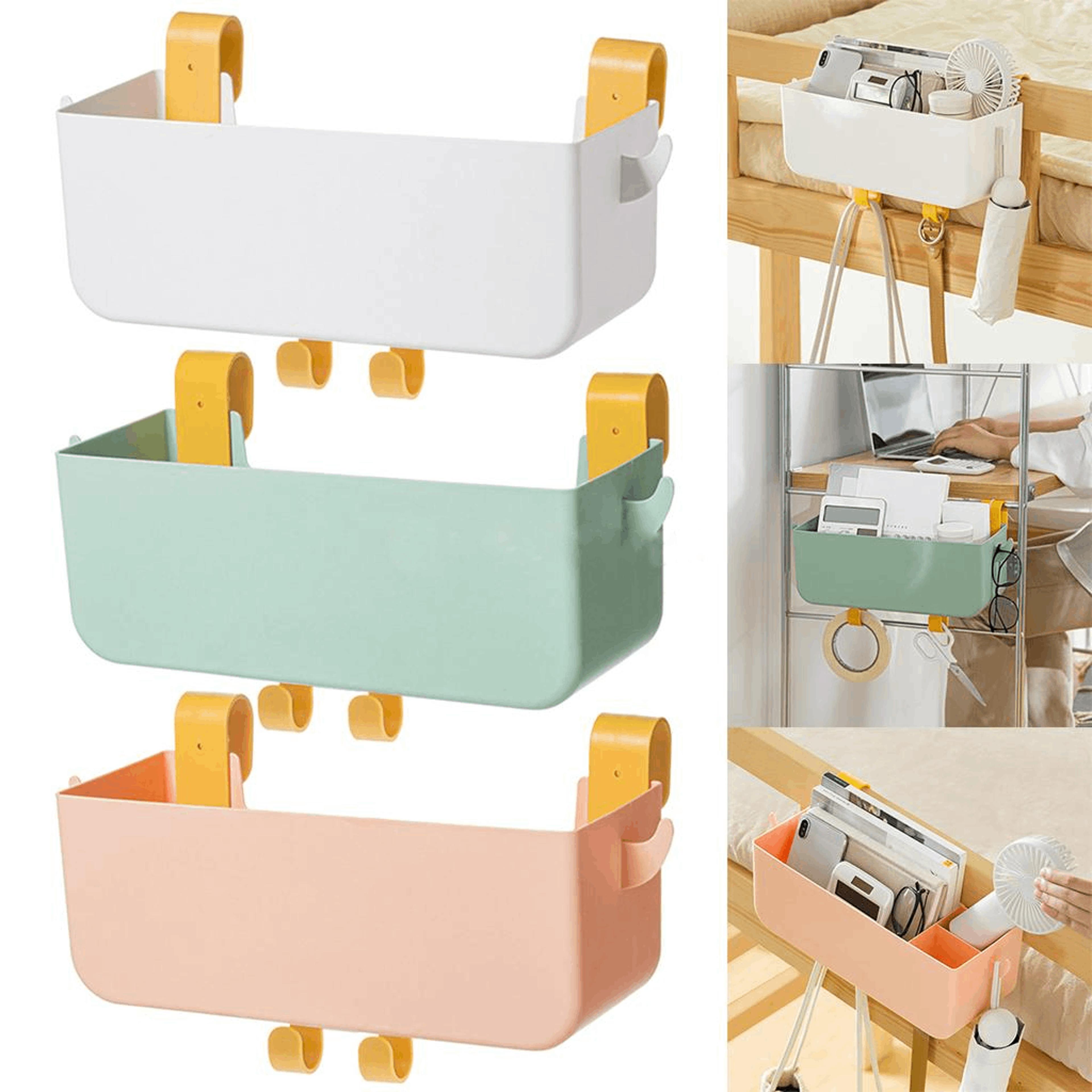 bedside hanging storage organizer basket with hooks large capacity dorm room bed pocket