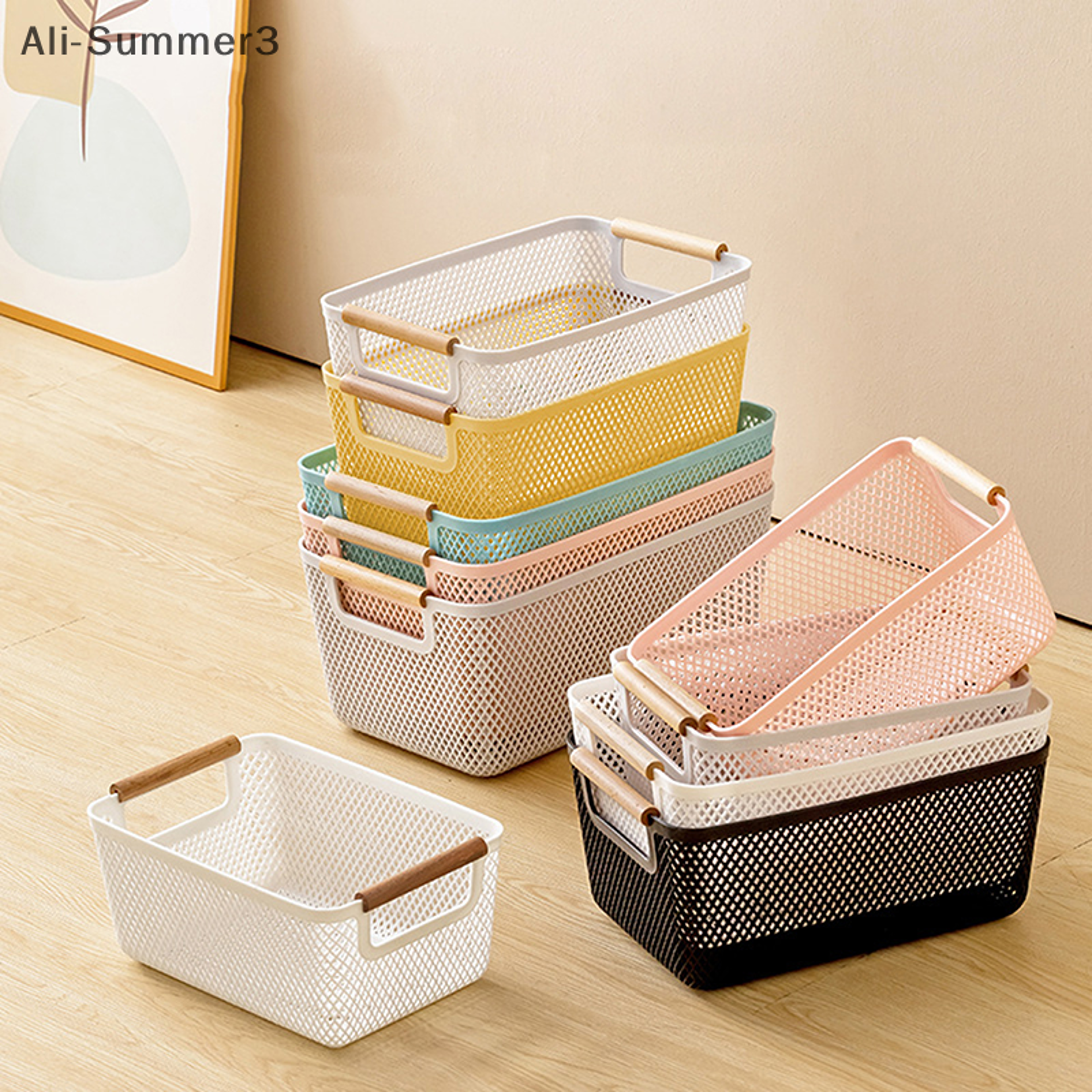 multi functional storage basket plastic organizer for home organization