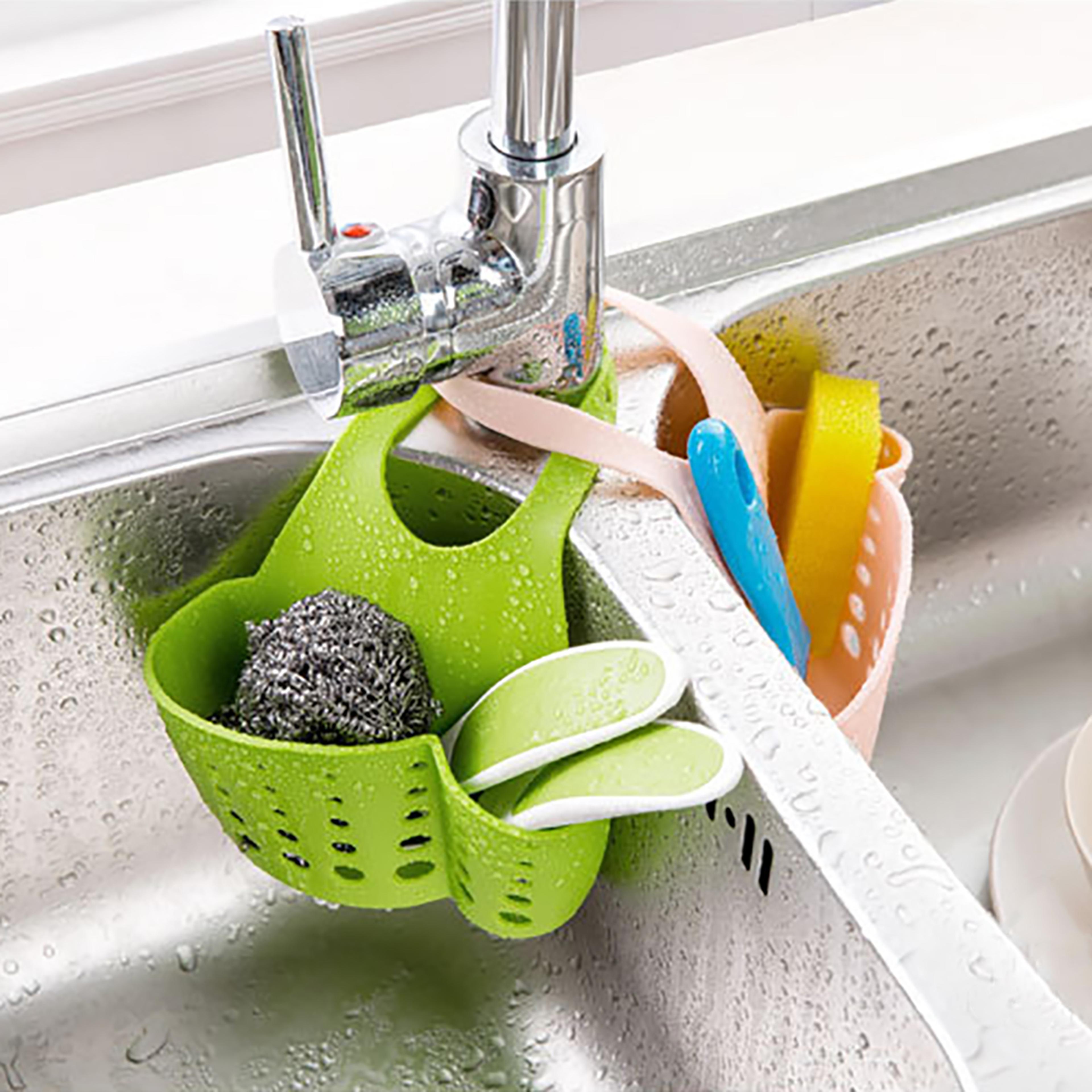 adjustable sink storage drain basket hanging organizer for kitchen soap sponge storage