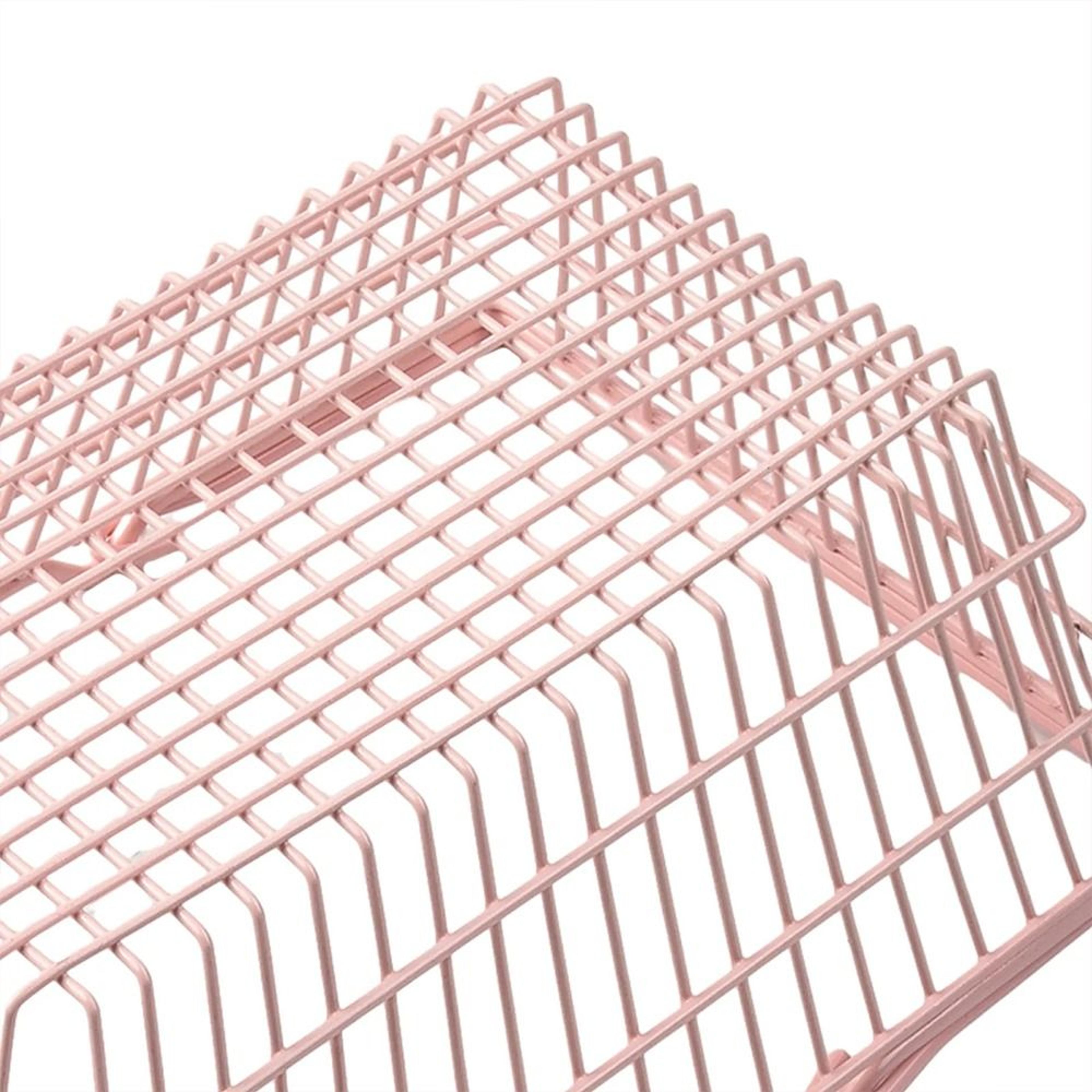 pink iron storage basket desktop organizer jewelry cosmetics sundries holder
