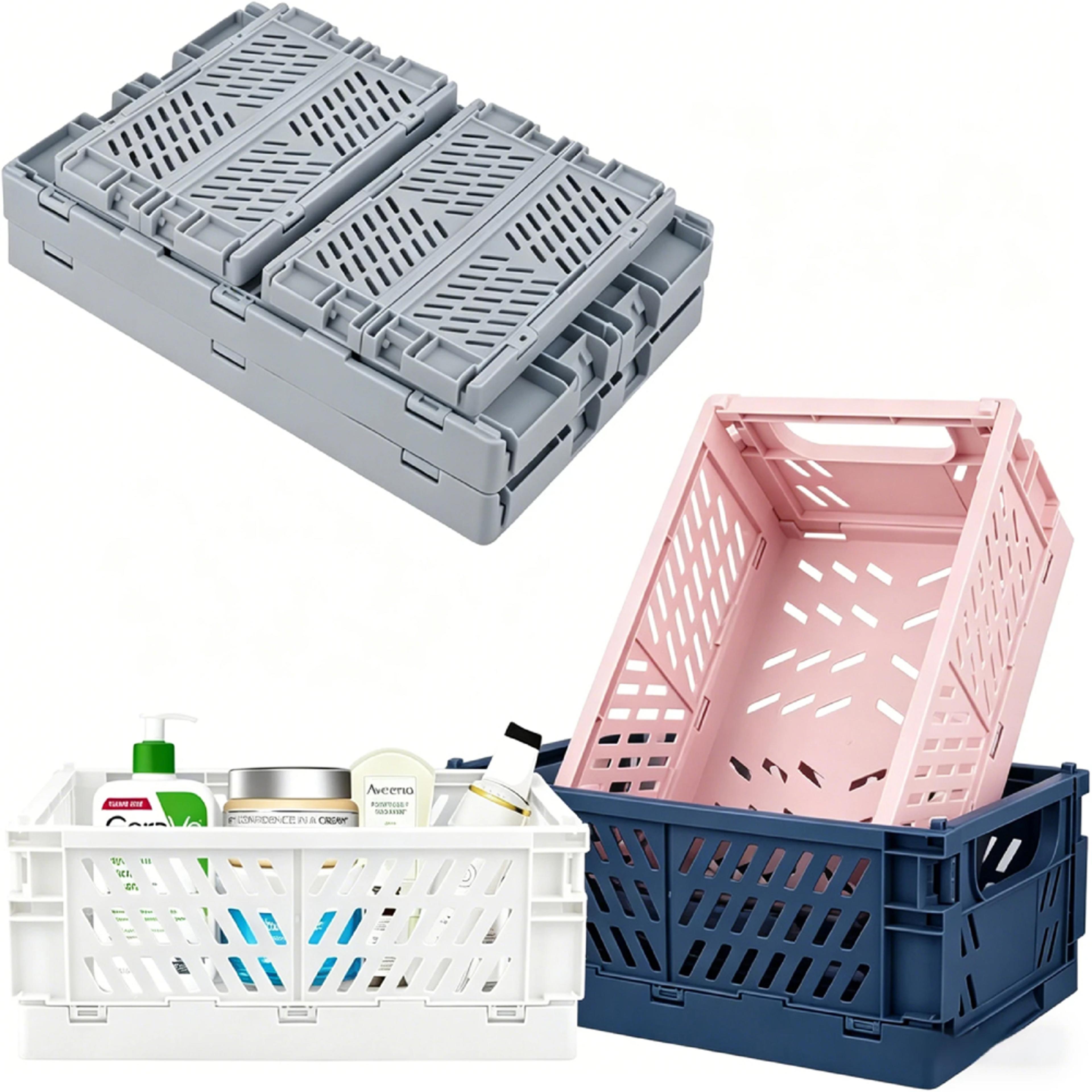 foldable storage crate basket stackable makeup toys organizer box portable storage container