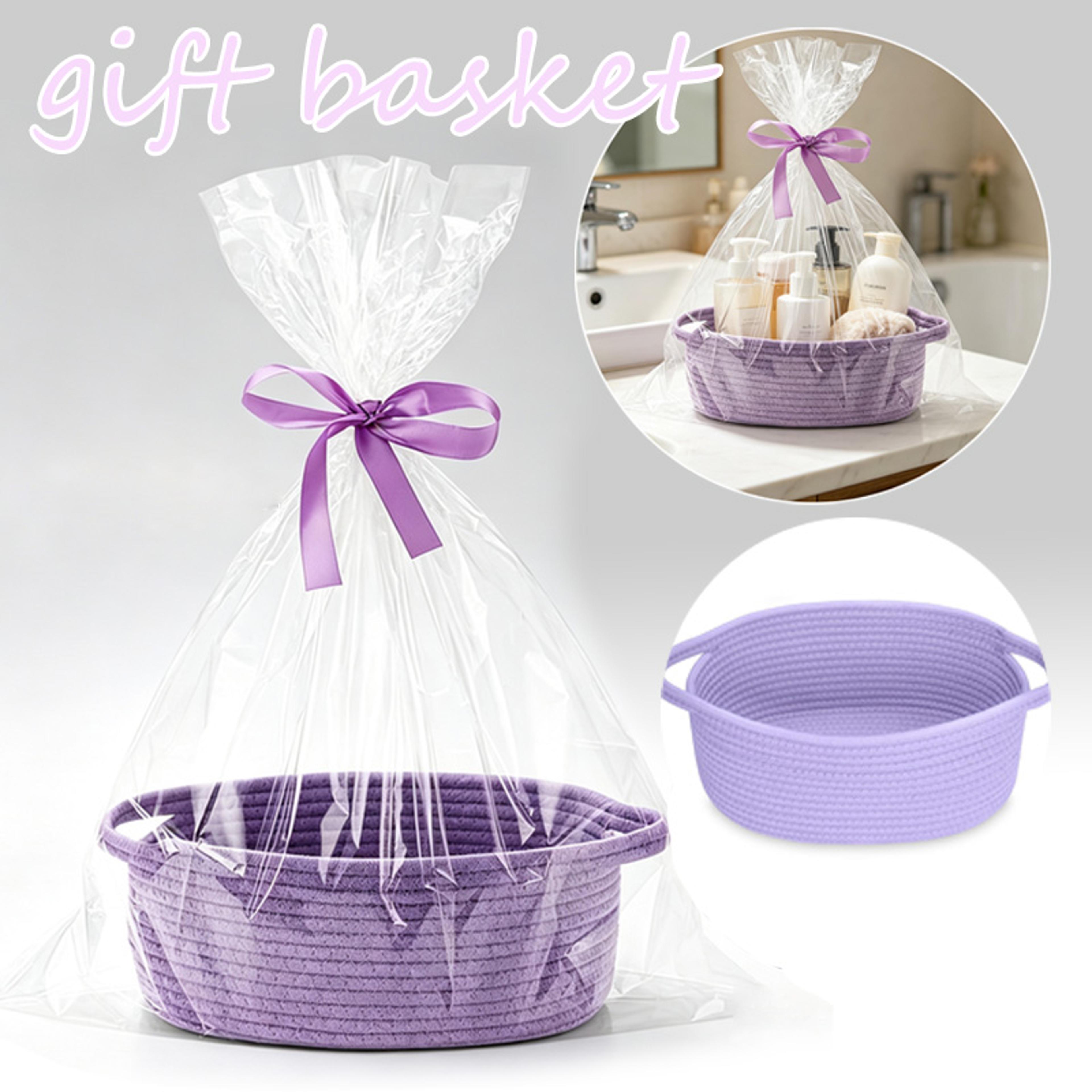 cute woven gift basket for babies small rope storage basket with gift bag and ribbon