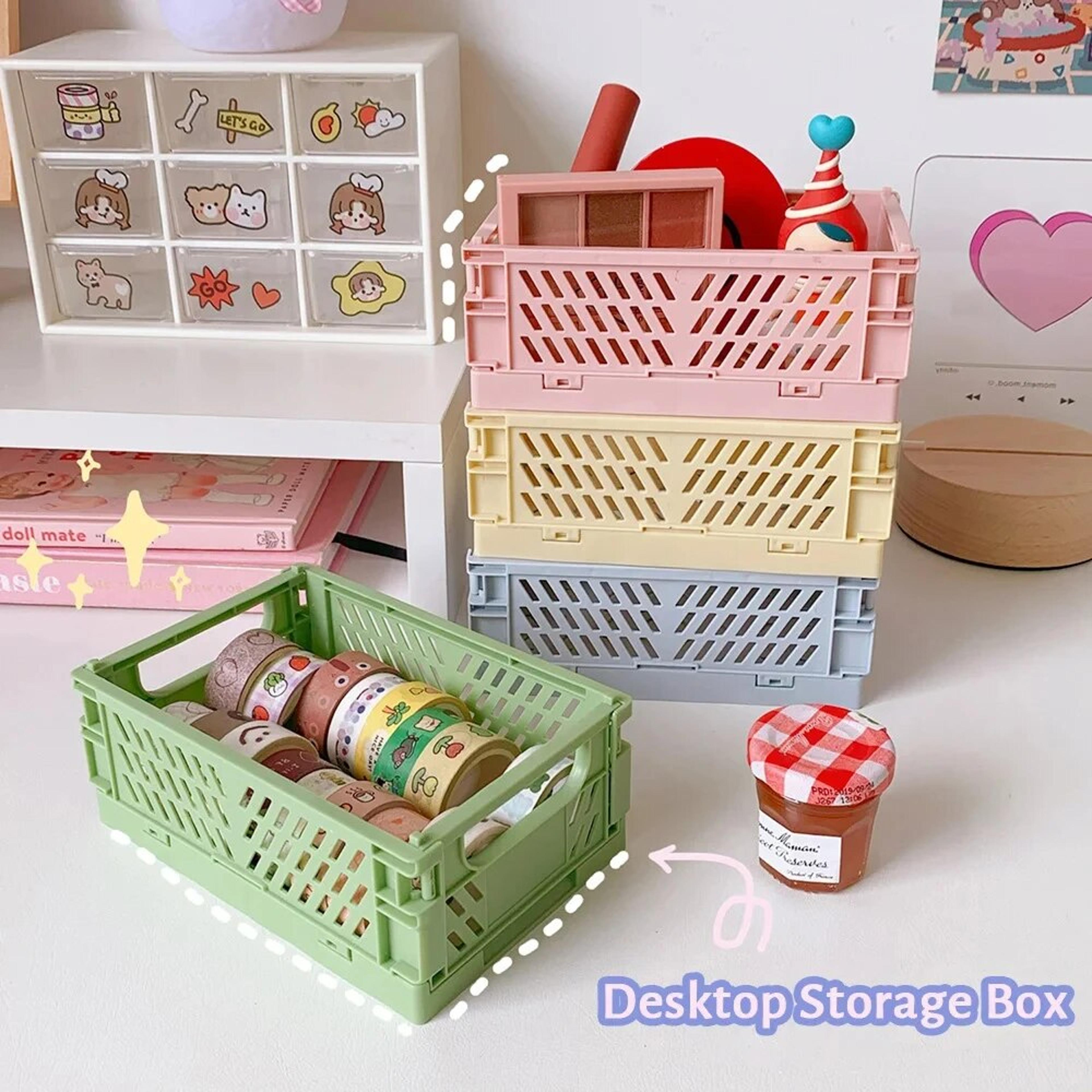 foldable desktop storage basket organizer multi color stationery holder for home office school