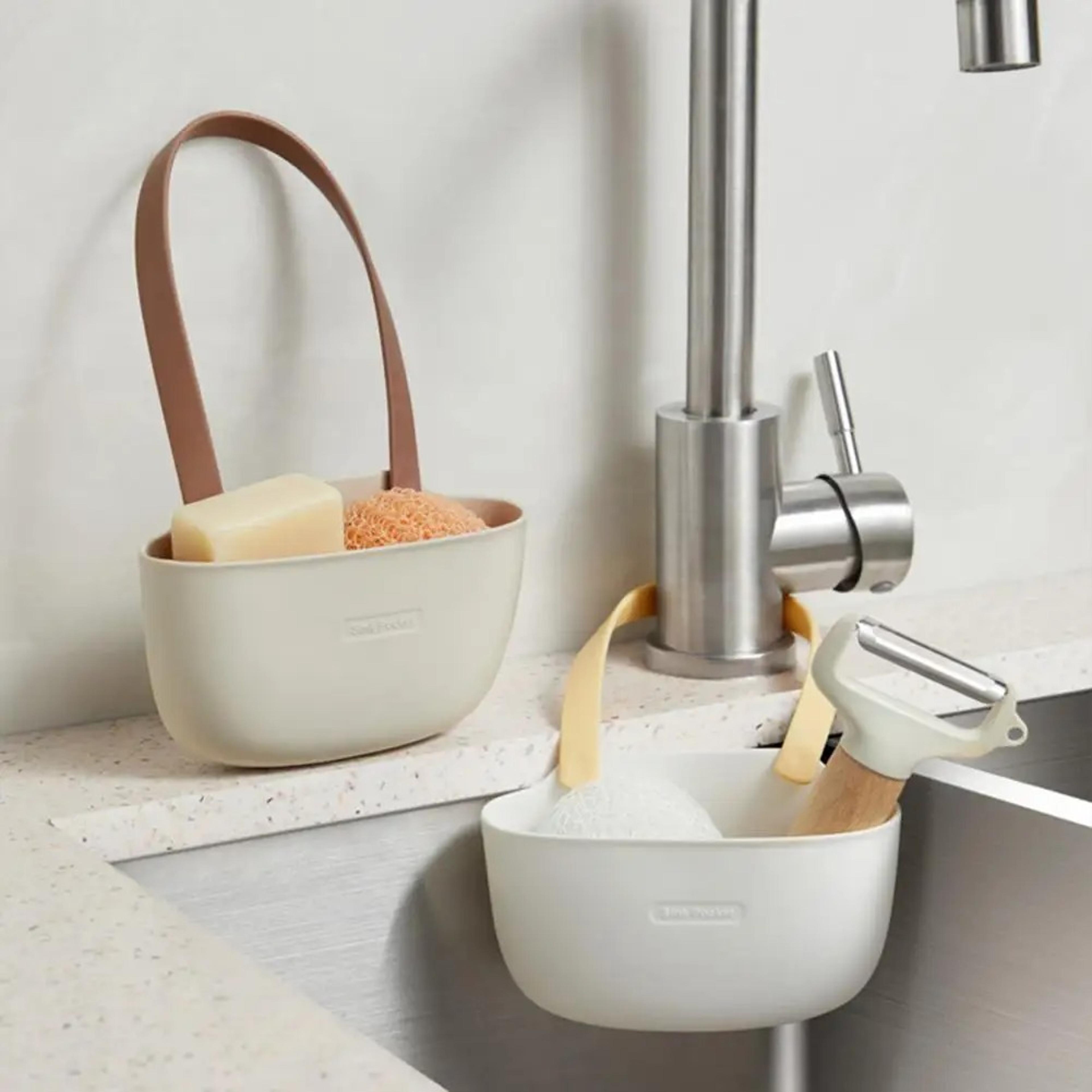 kitchen sink sponge holder drain basket soap dish organizer for countertop
