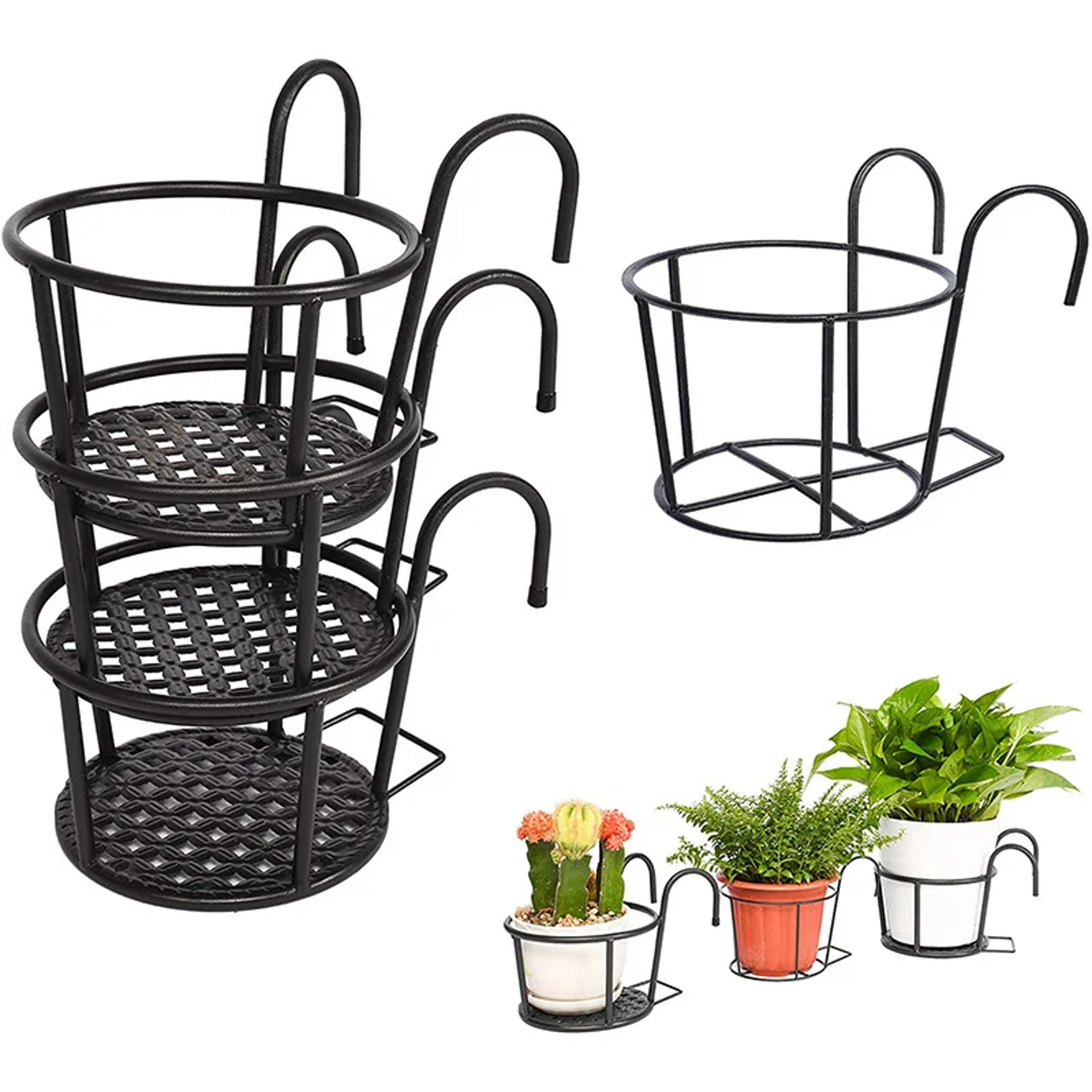 space saving balcony railing planter iron hanging flower pot holder