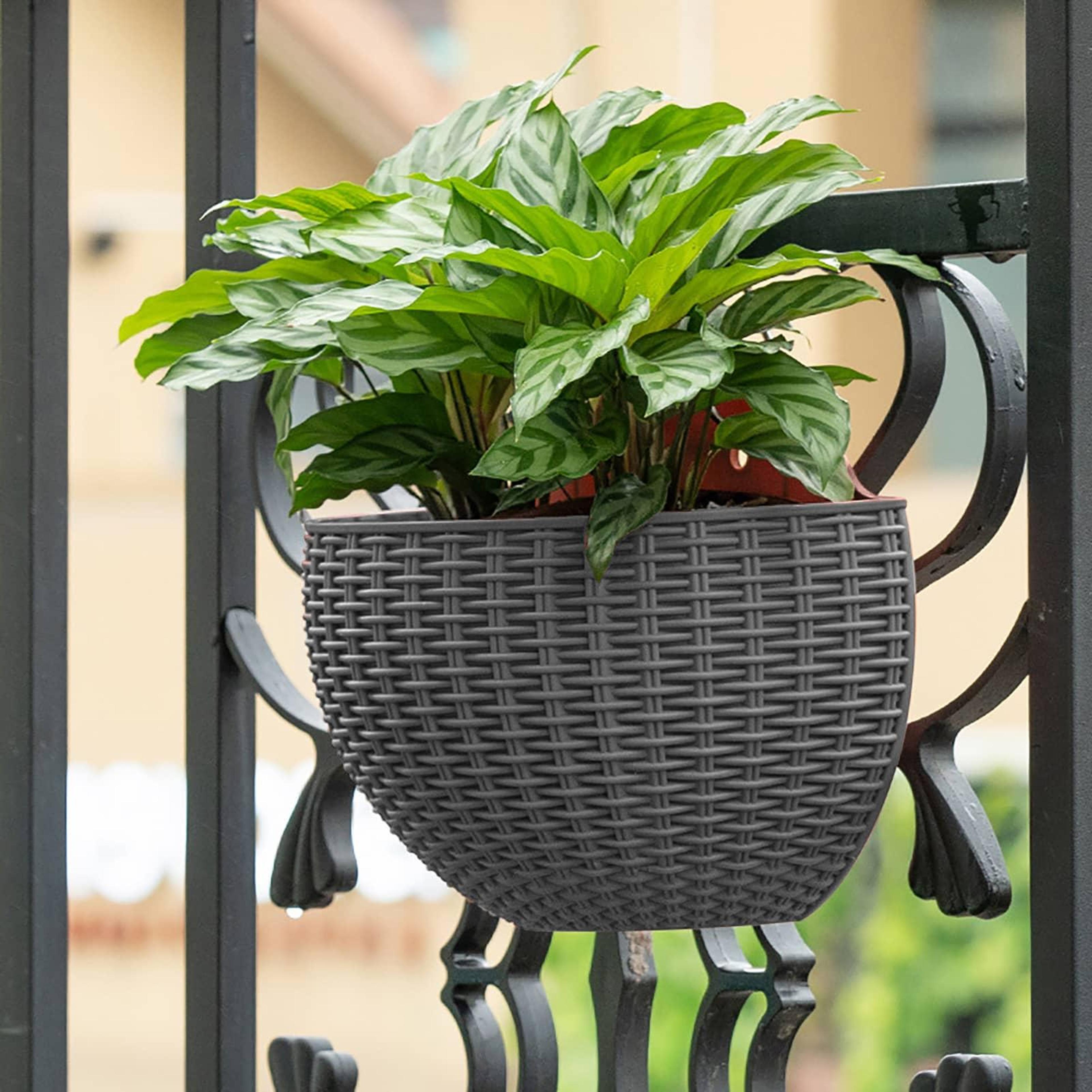 rattan style wall mounted planter for balcony patio and vertical gardens
