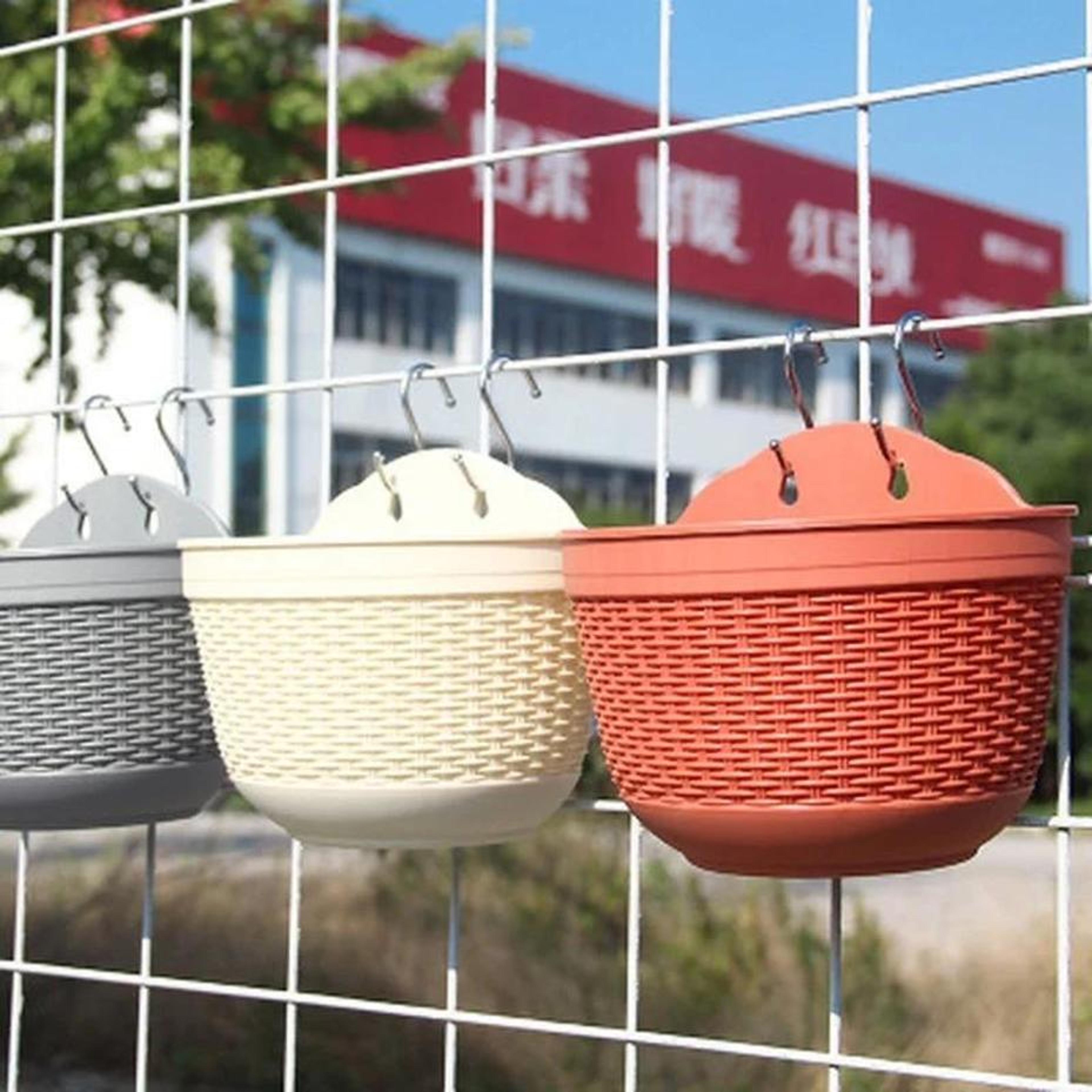space saving hanging plant basket with garden hooks for balcony patio and rooftop plants
