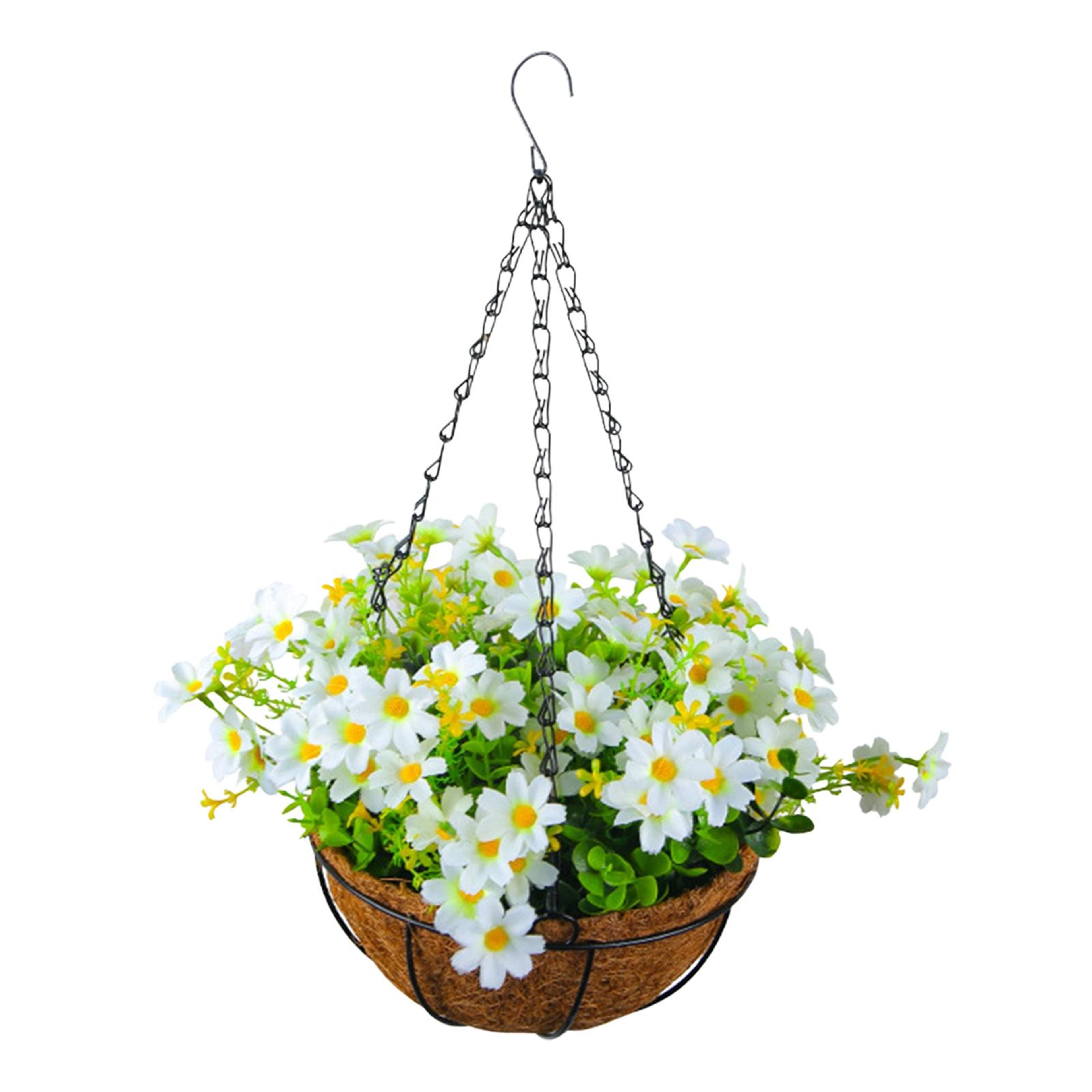 artificial hanging flower basket with realistic faux flowers for indoor outdoor decor
