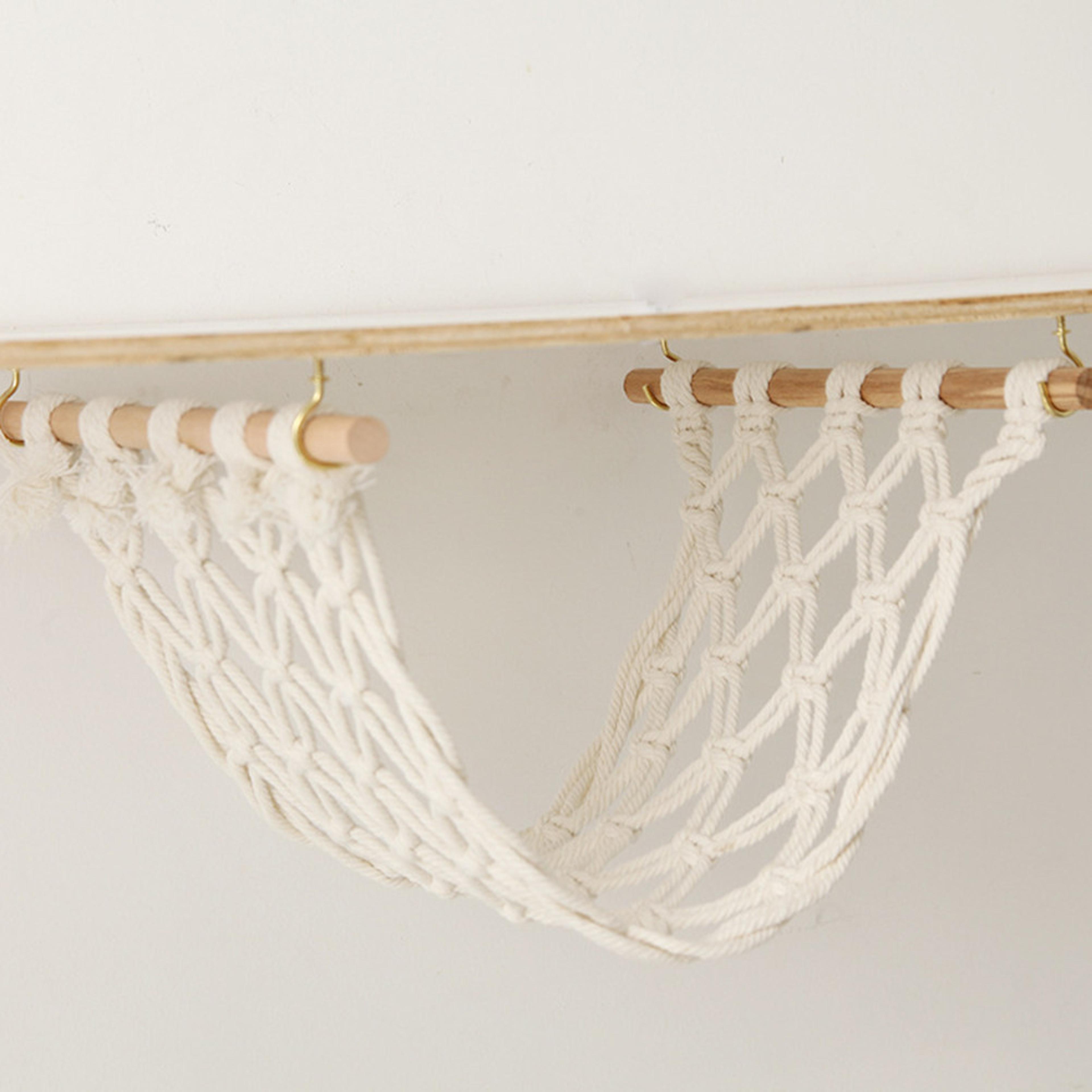 macrame fruit hammock under cabinet hanging produce basket