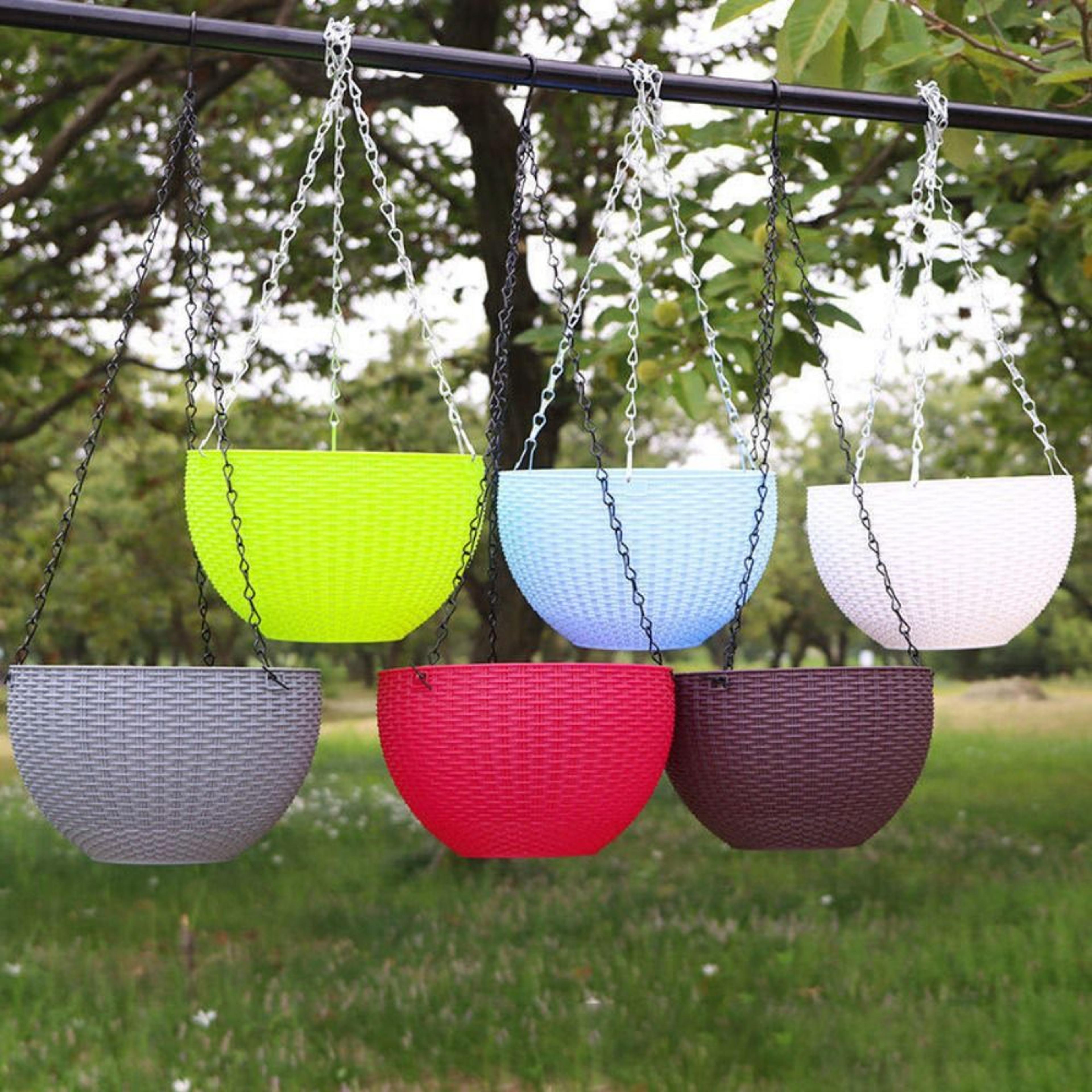 woven hanging basket planter for balcony garden decor and home plants