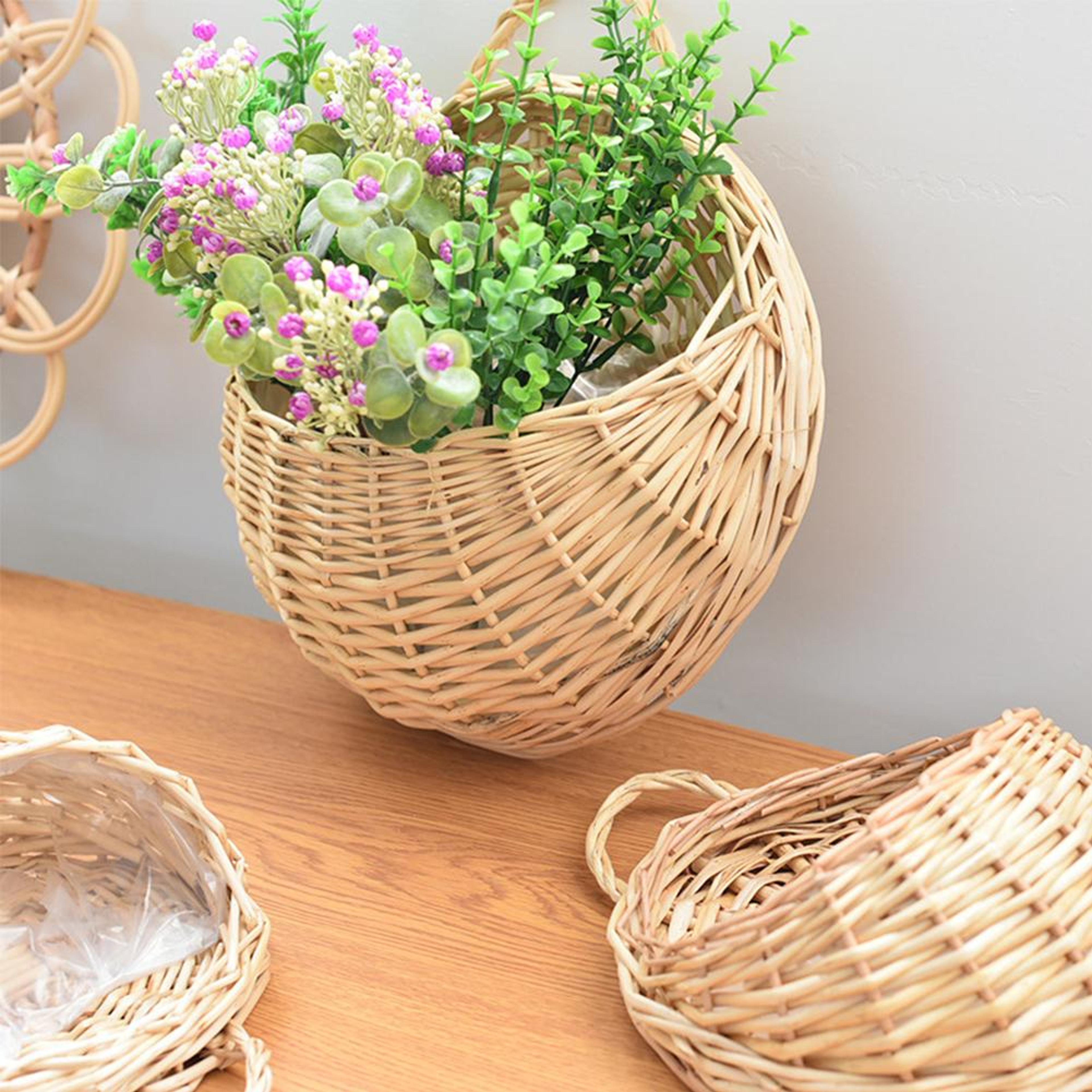 handmade rattan hanging planter basket for indoor plants and boho home decor