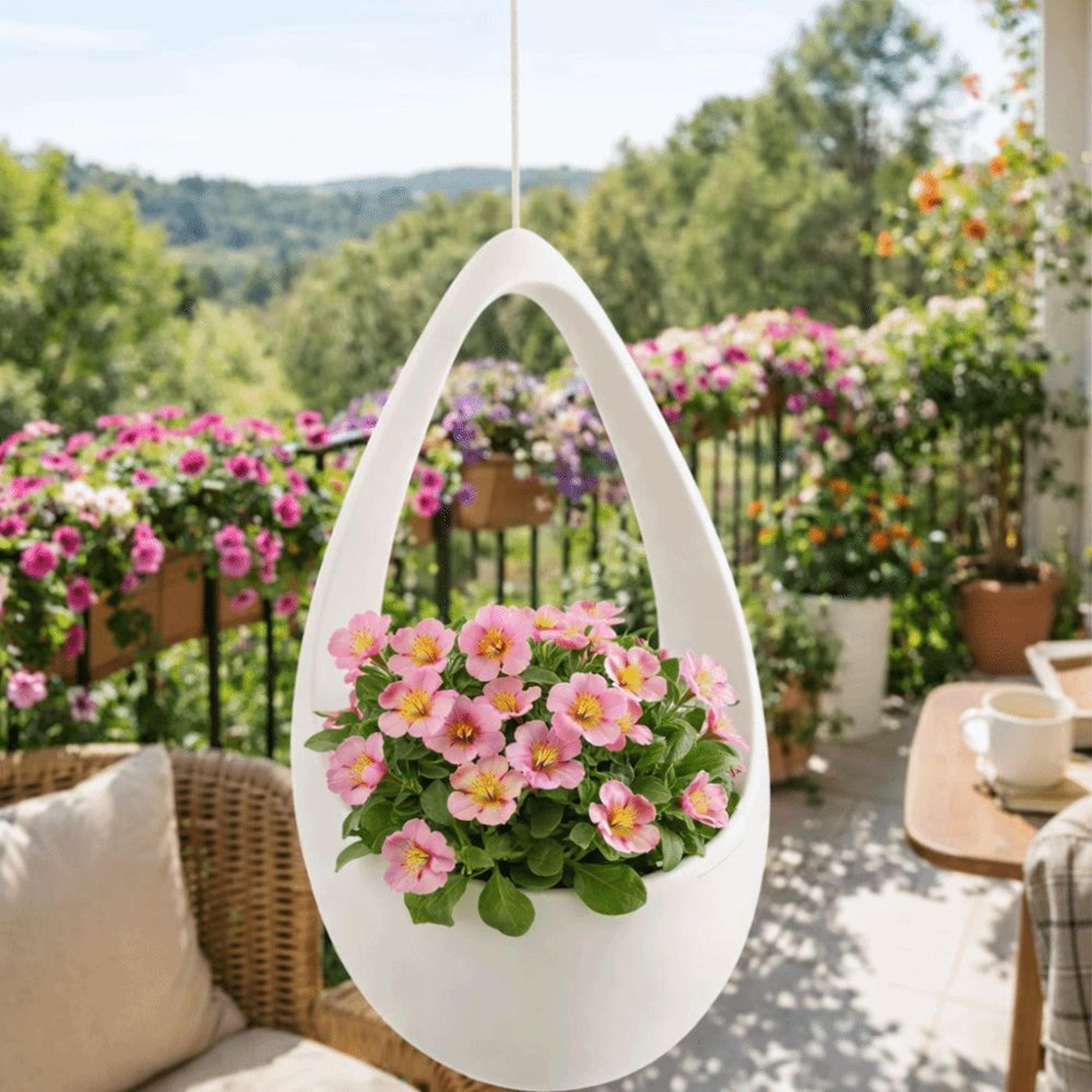 thickened hanging flower pot chain hooks large capacity vertical planter basket