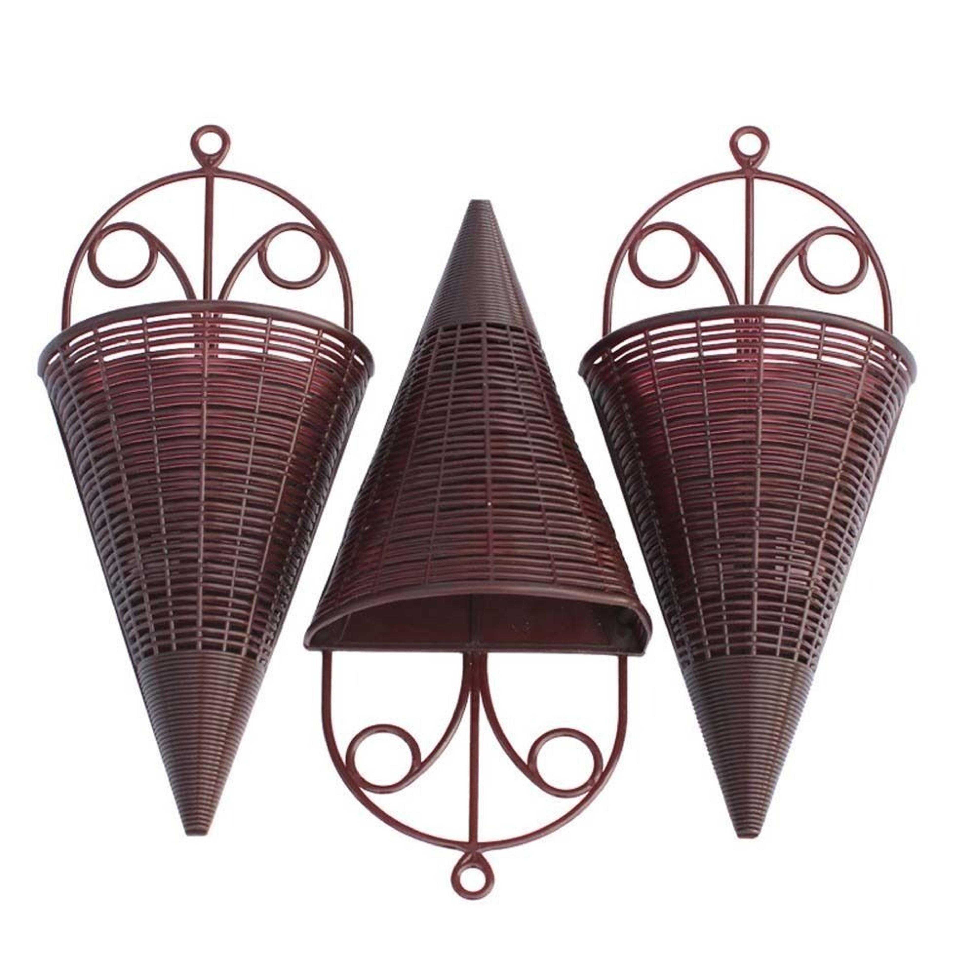 triangle imitation rattan hanging flower basket artificial wall hanging flower pot decor