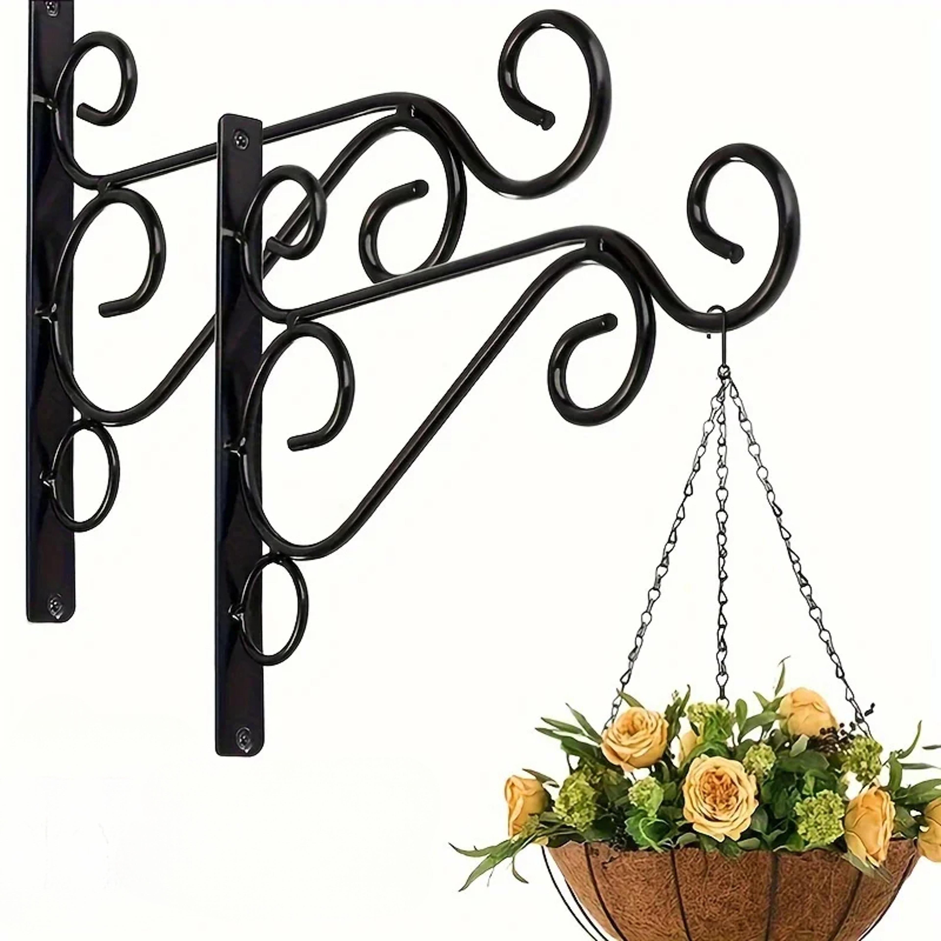 iron wall mounted planter basket with hook decorative flower pot holder