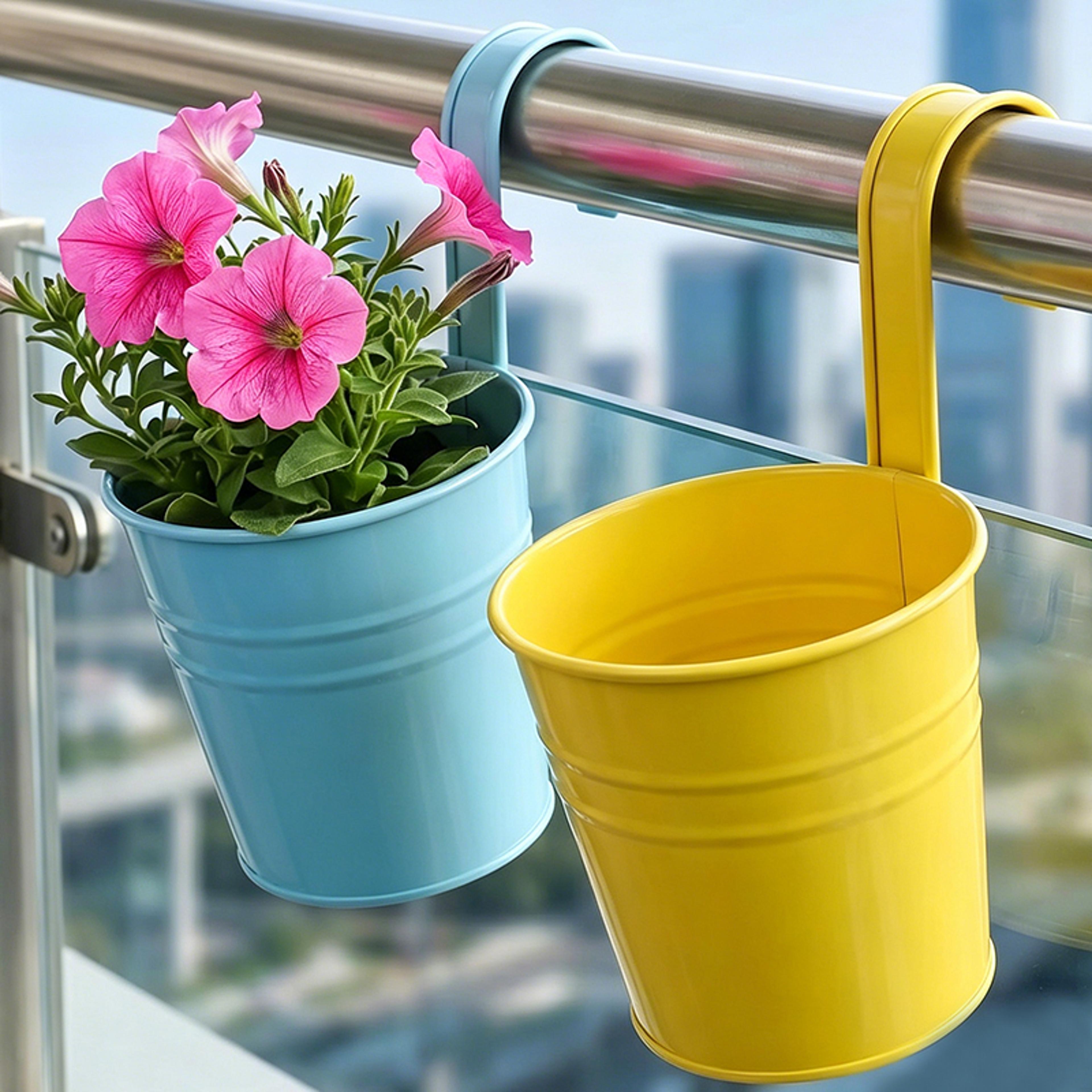 heavy duty rust proof hanging planter metal flower pot for balcony garden decor