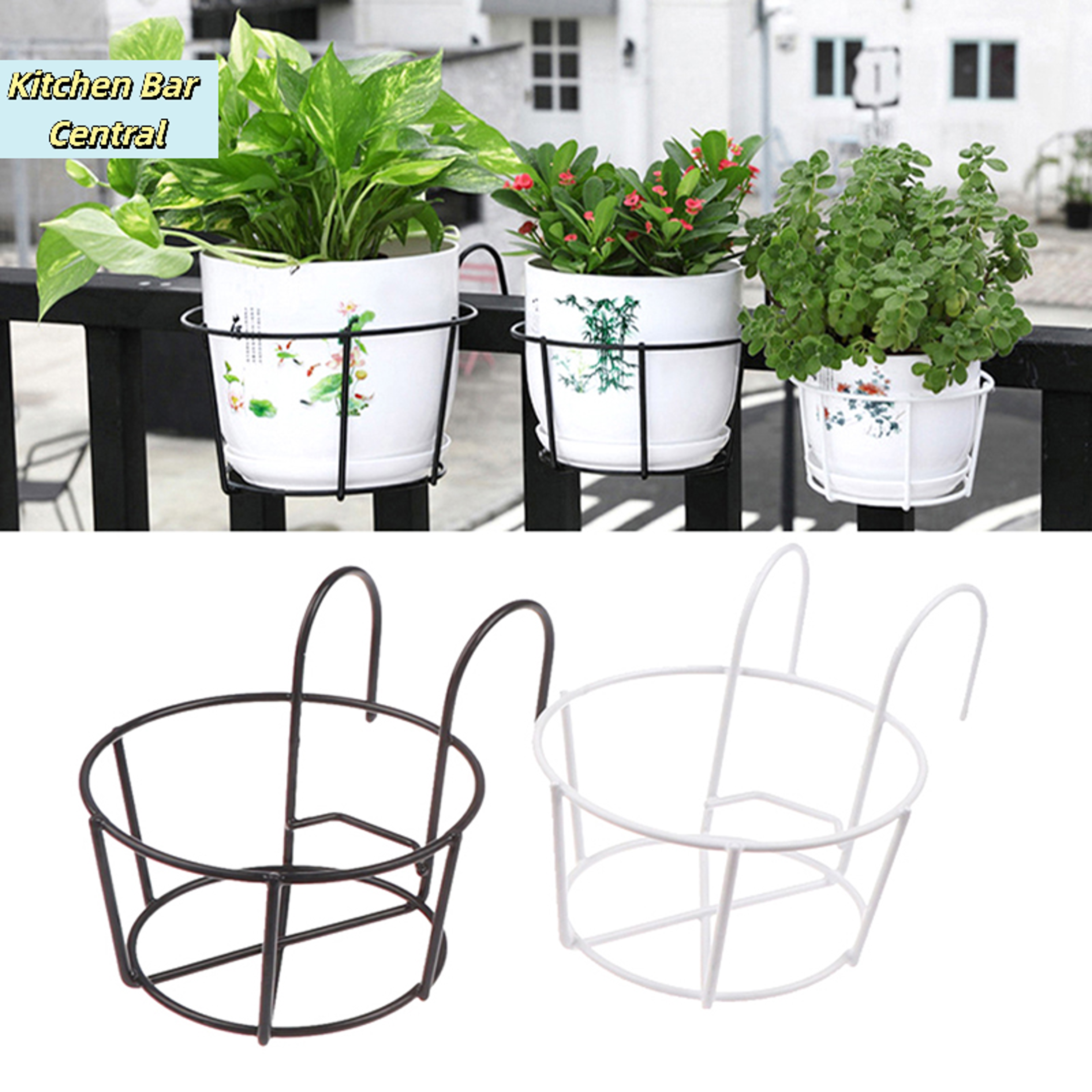 garden hanging plant iron rack balcony flower pot holder