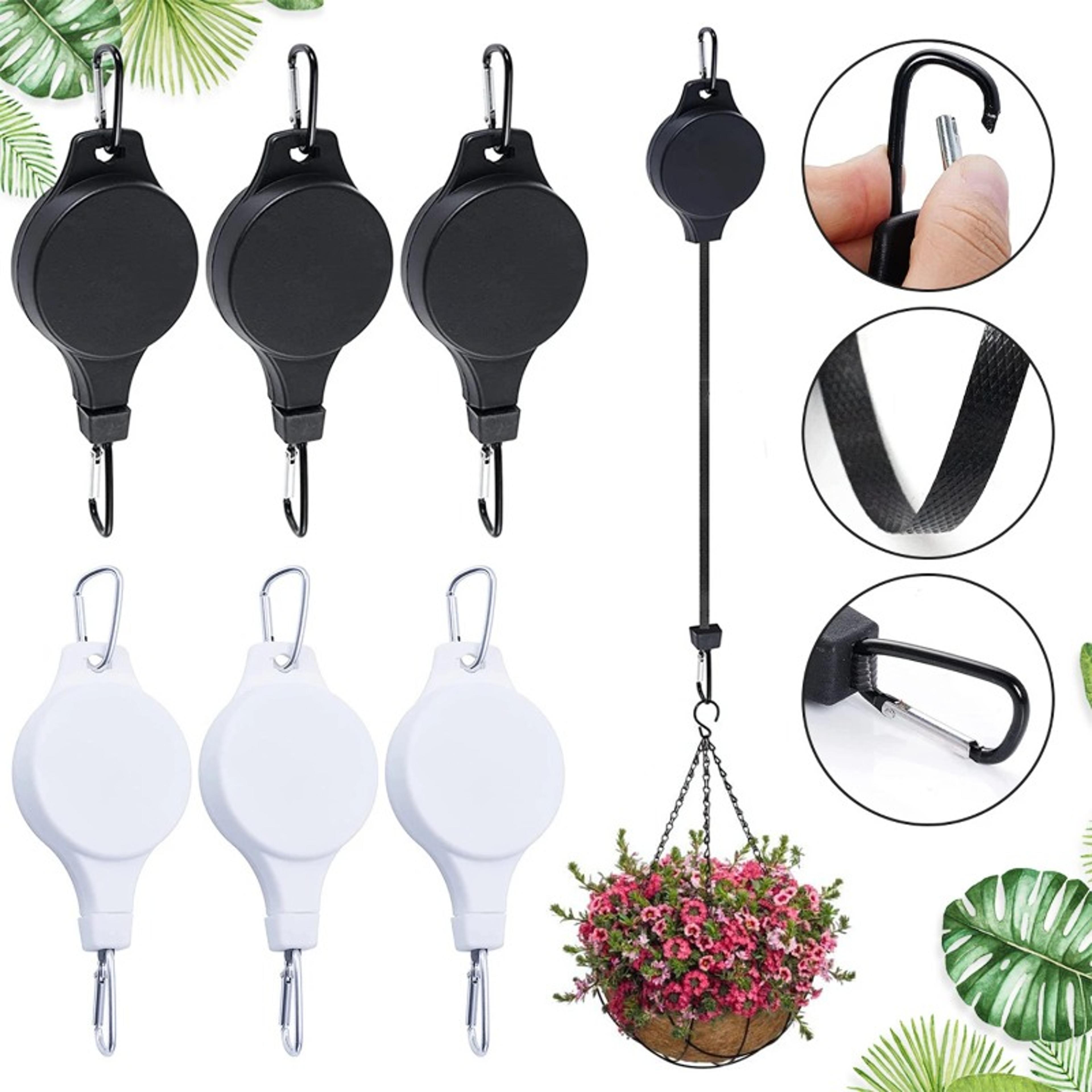 retractable plant pulley hanger for easy reach hanging baskets and bird feeders