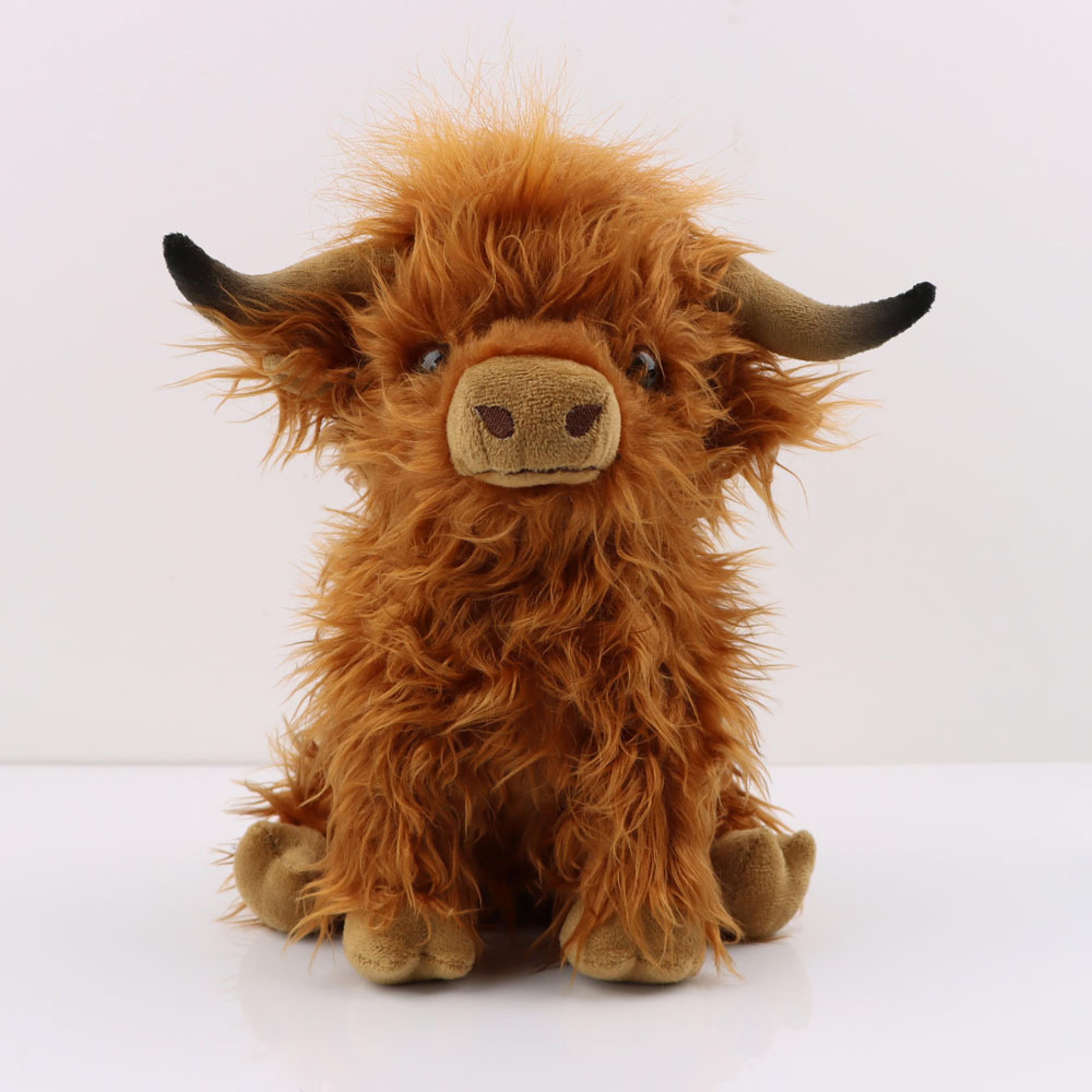 highland cow plush toy realistic fluffy stuffed animal gift for kids