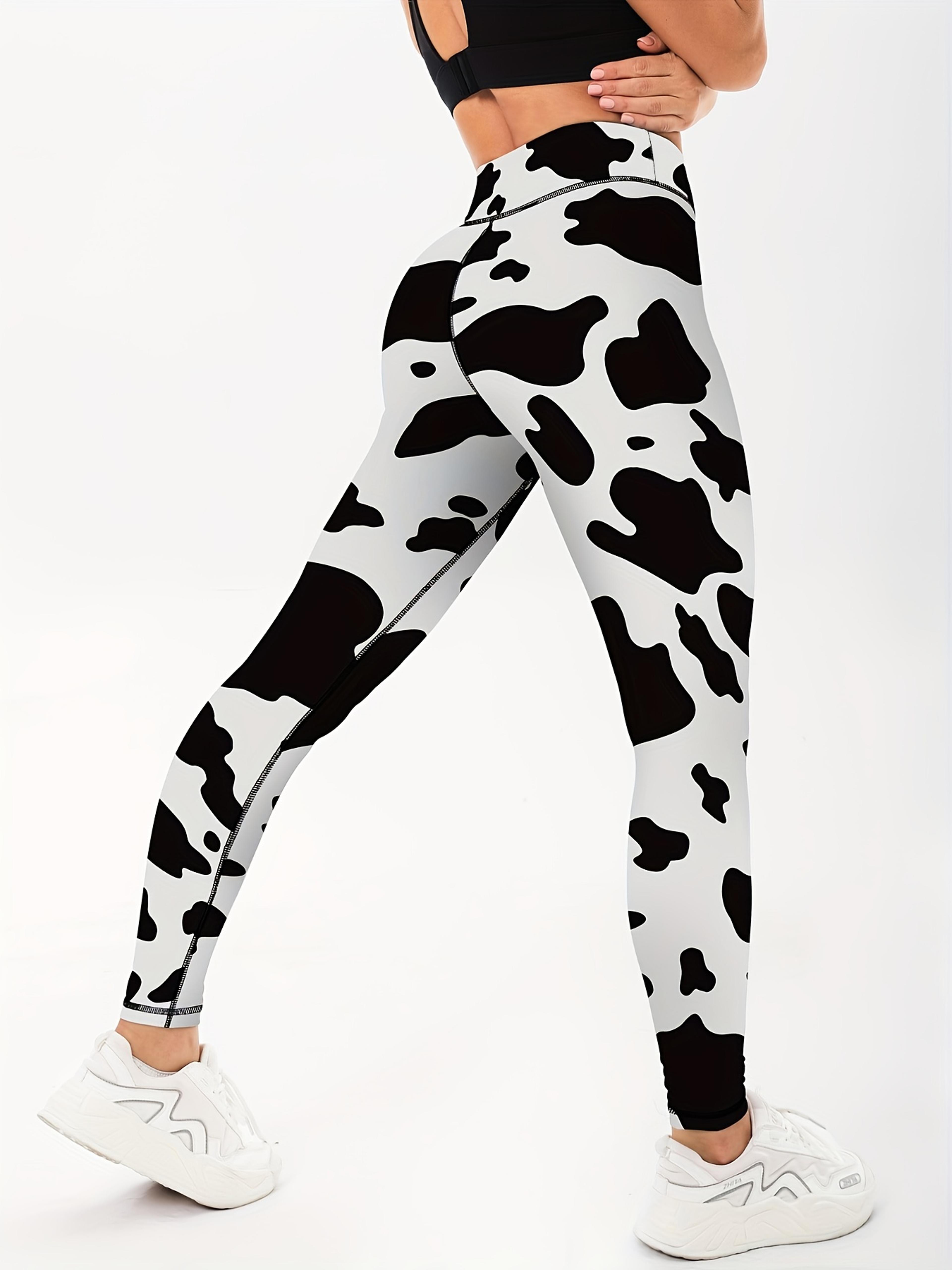 cow print high waist yoga leggings push up fitness pants