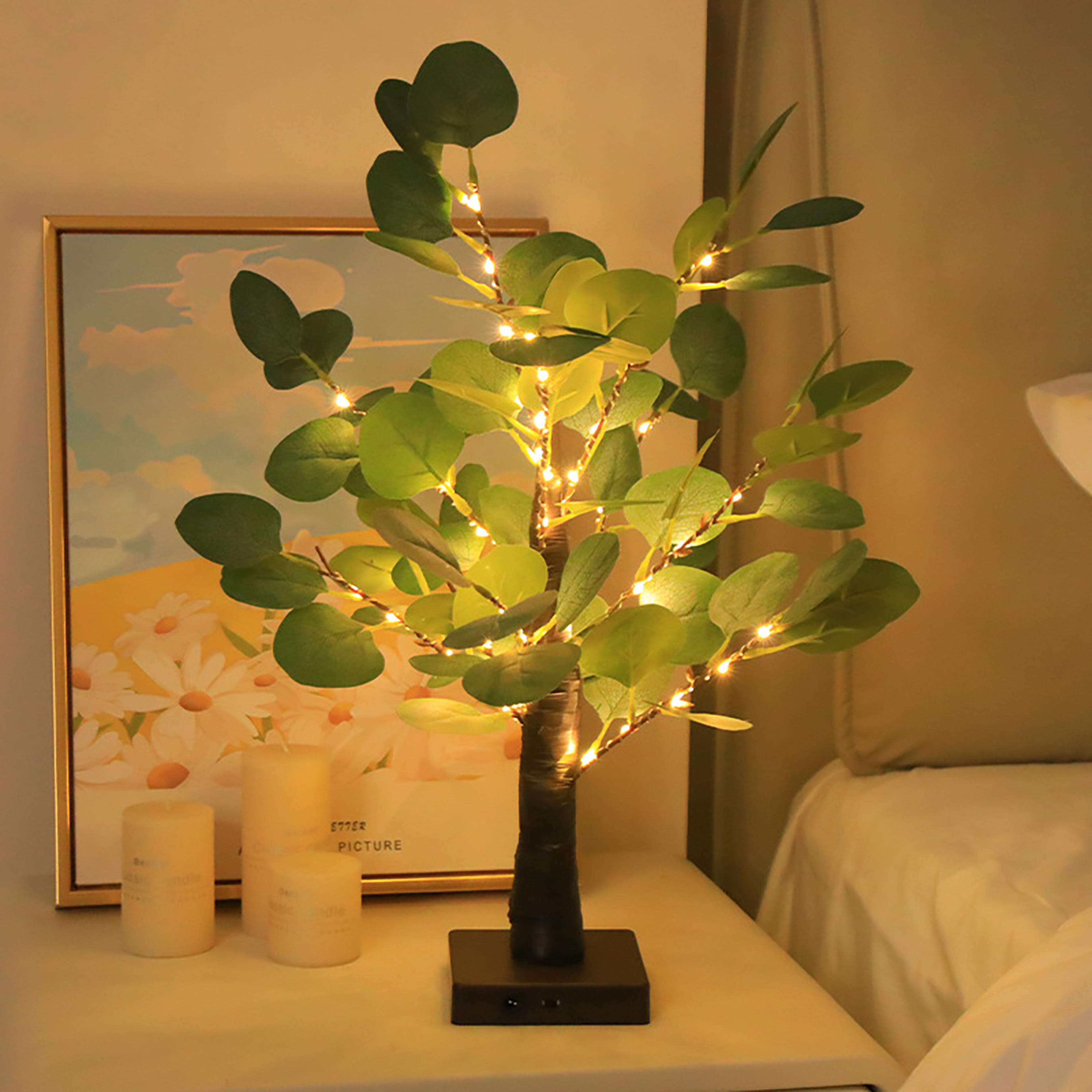 enchanting eucalyptus birch tree lights usb battery powered fairy decor lamp