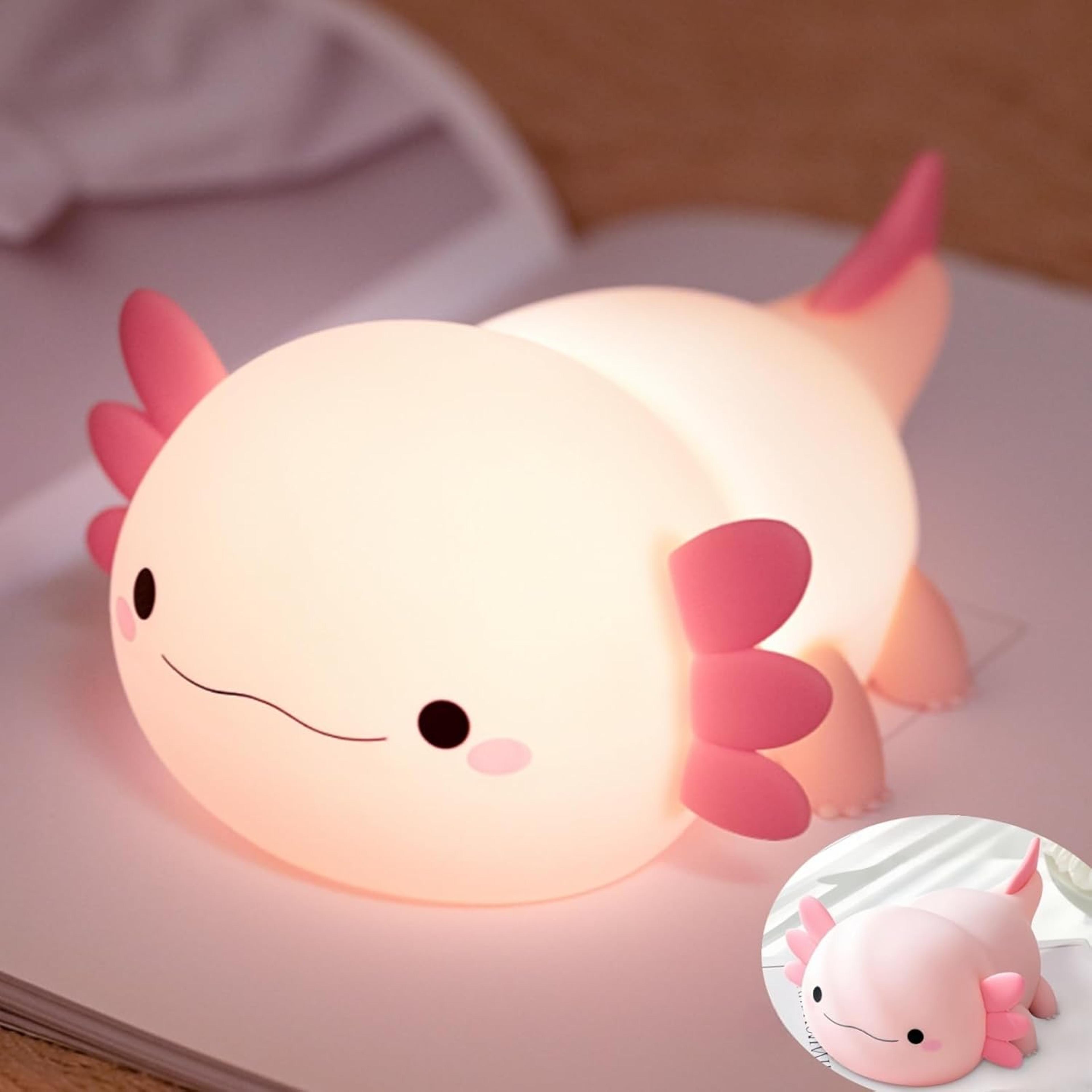 cute axolotl night light usb rechargeable led lamp for bedroom decor