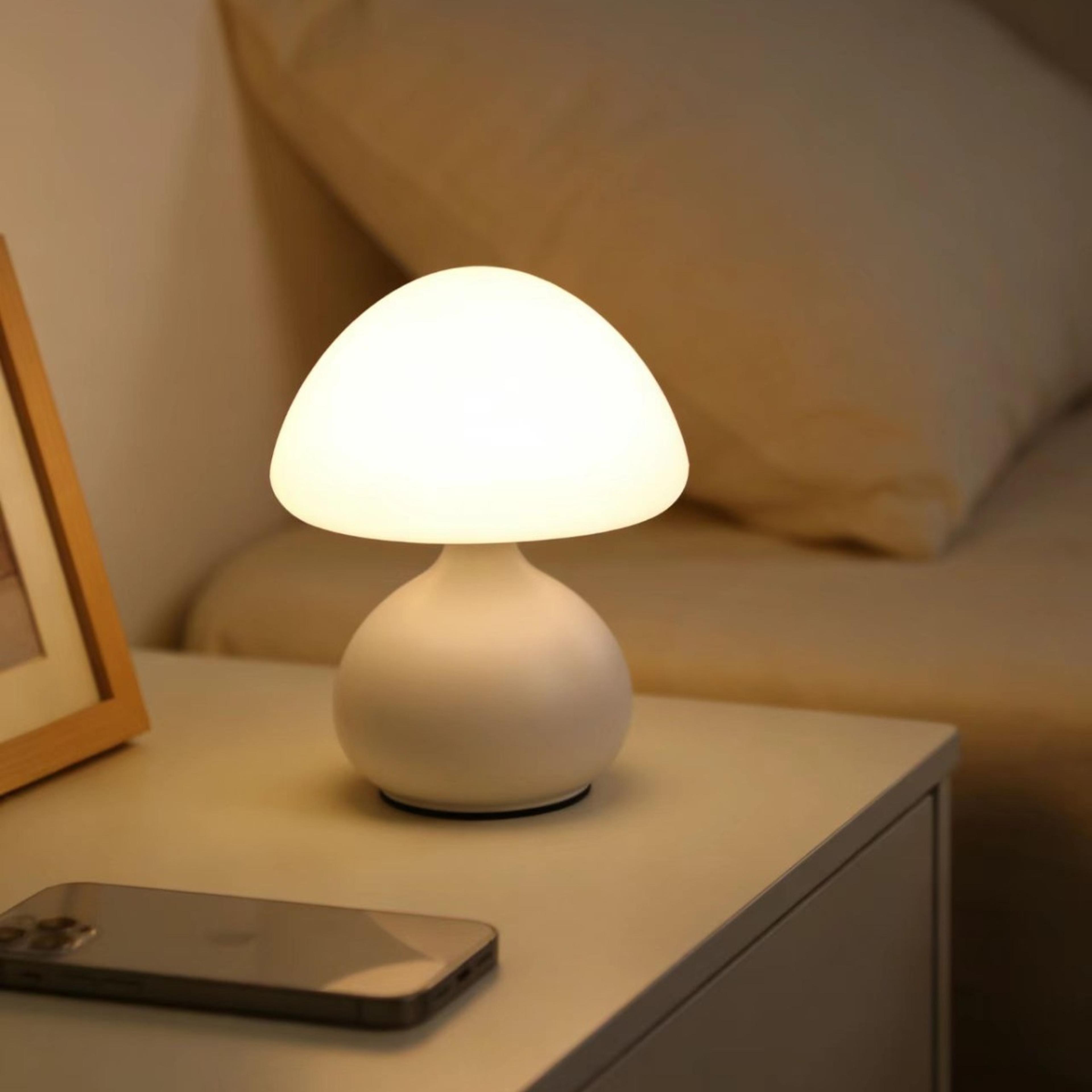 modern minimalist mushroom table lamp with dimmable led ambient light