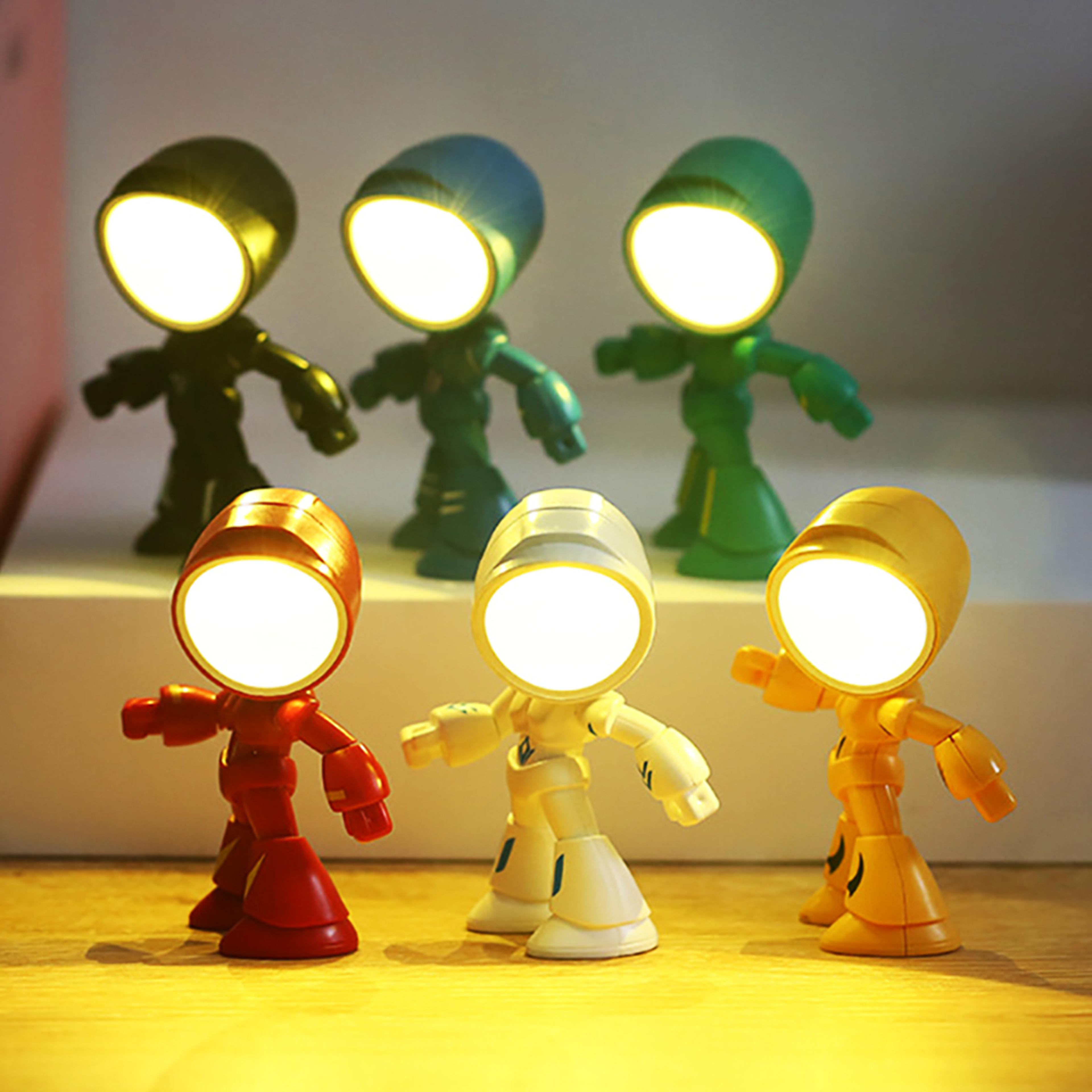 cute robot hero led night light kids desk lamp for bedroom decor gift