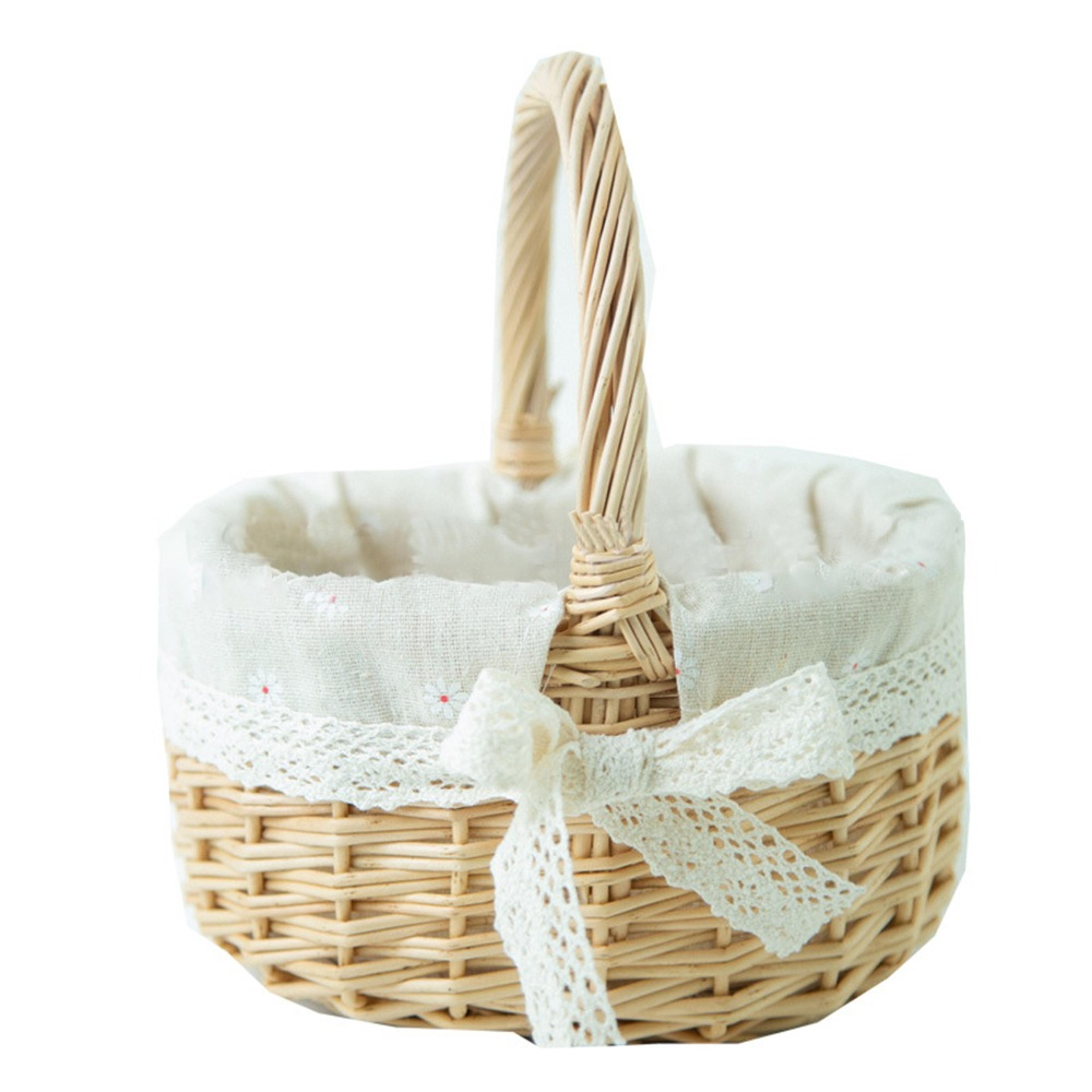 willow rattan basket handmade flower girl basket with handle for elegant storage