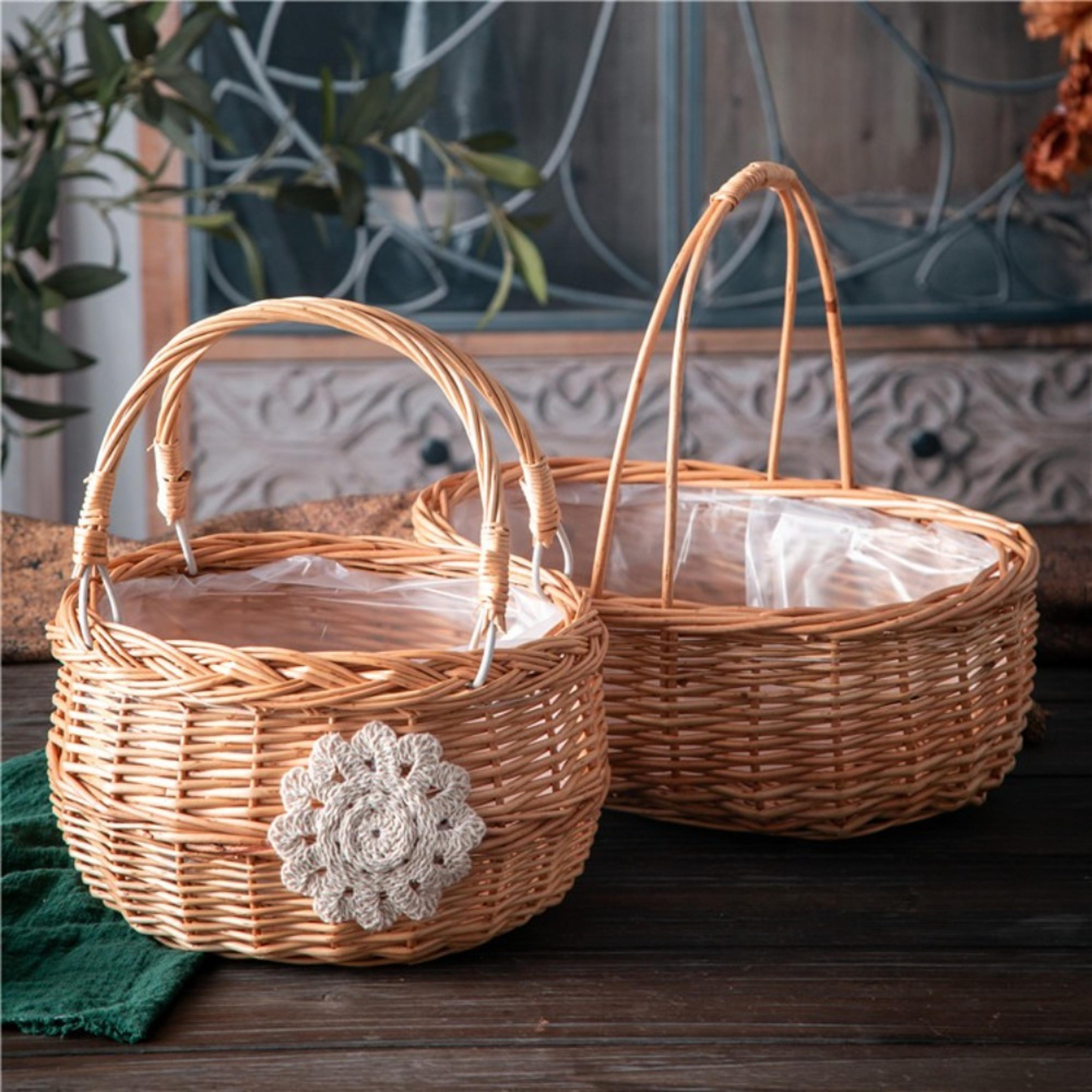 willow rattan flower basket handwoven picnic and wedding decor basket