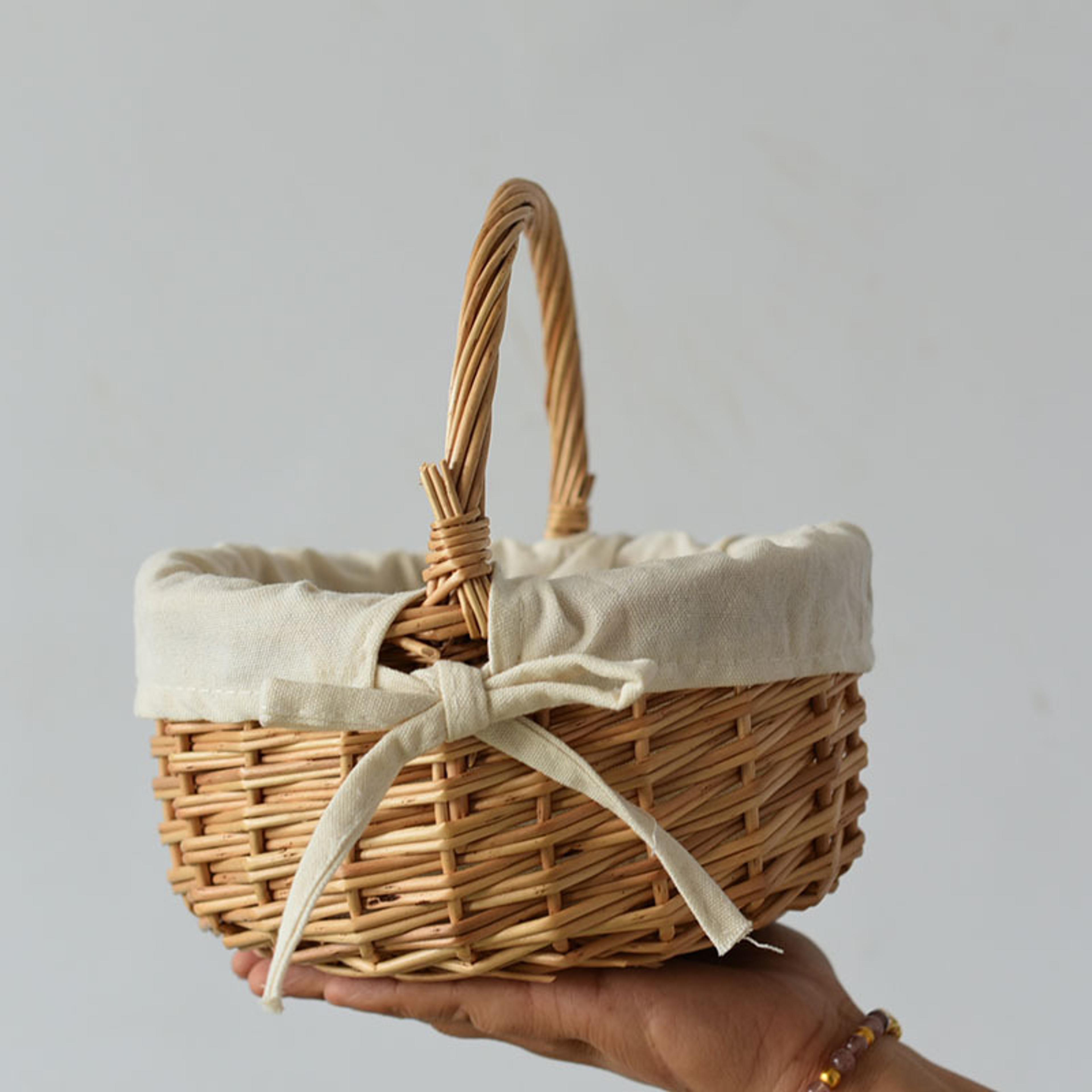 handmade wicker picnic basket with handle willow storage hamper for outdoor use