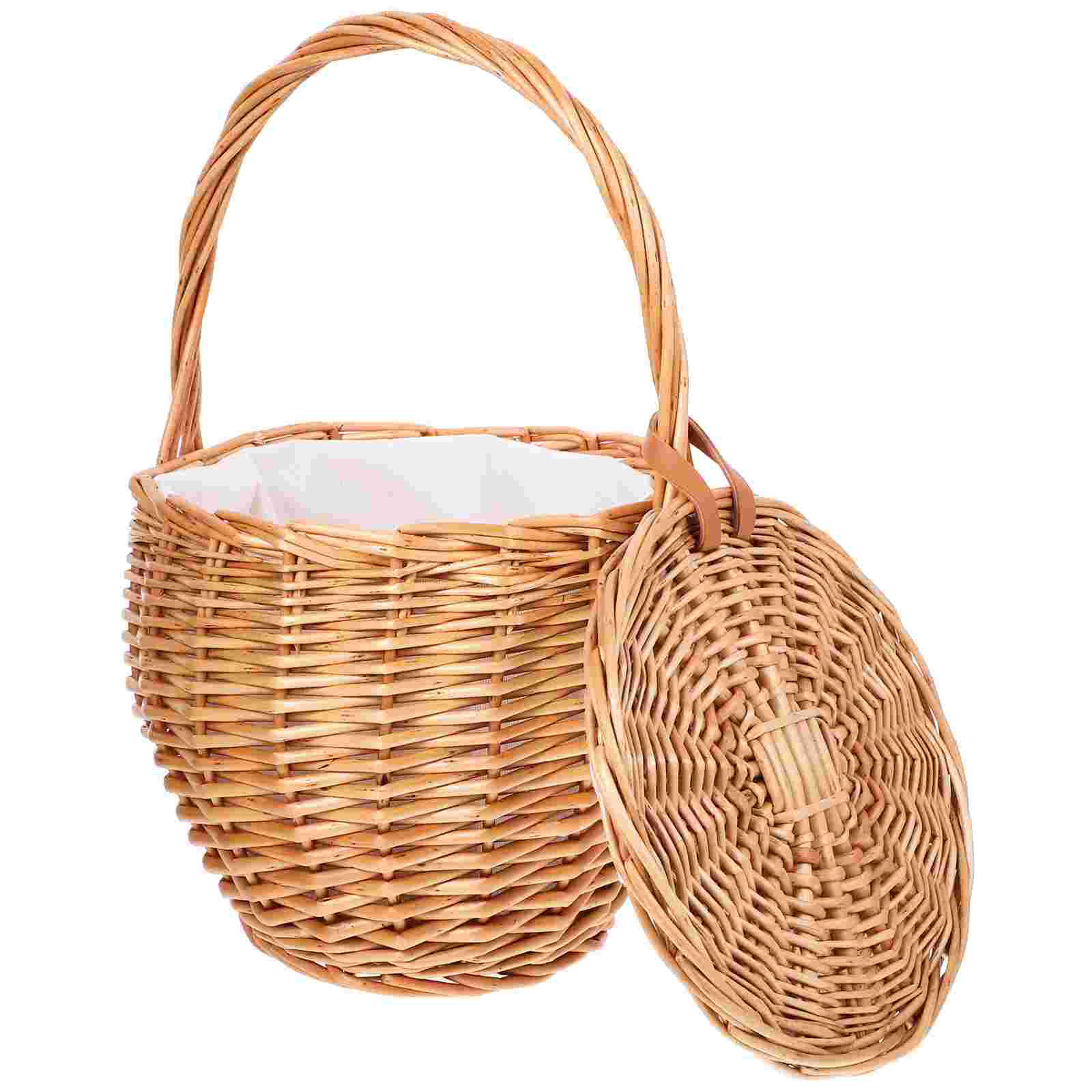 foldable wicker picnic basket with lid multi function storage organizer