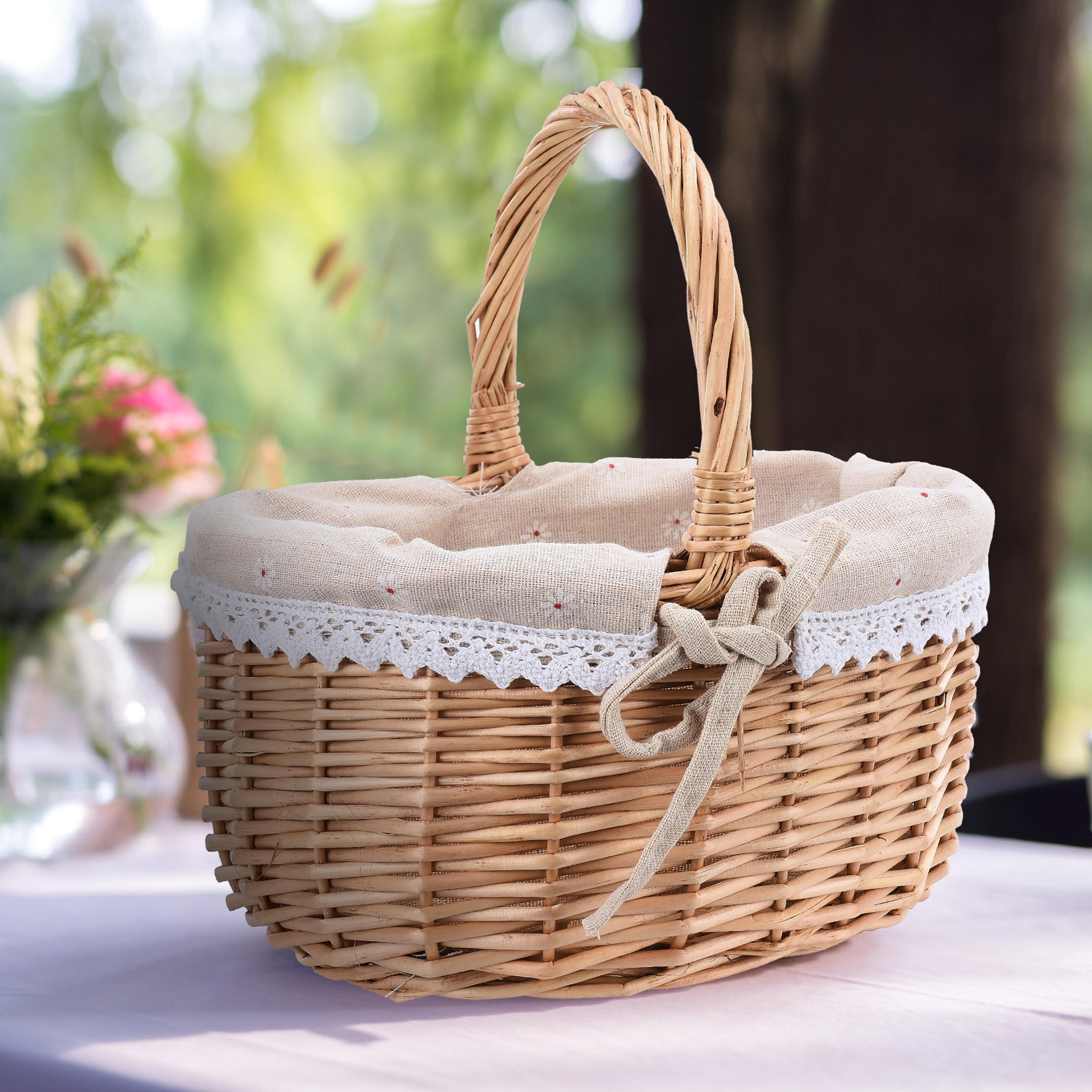 handmade rattan storage basket oval wicker picnic basket for home decor