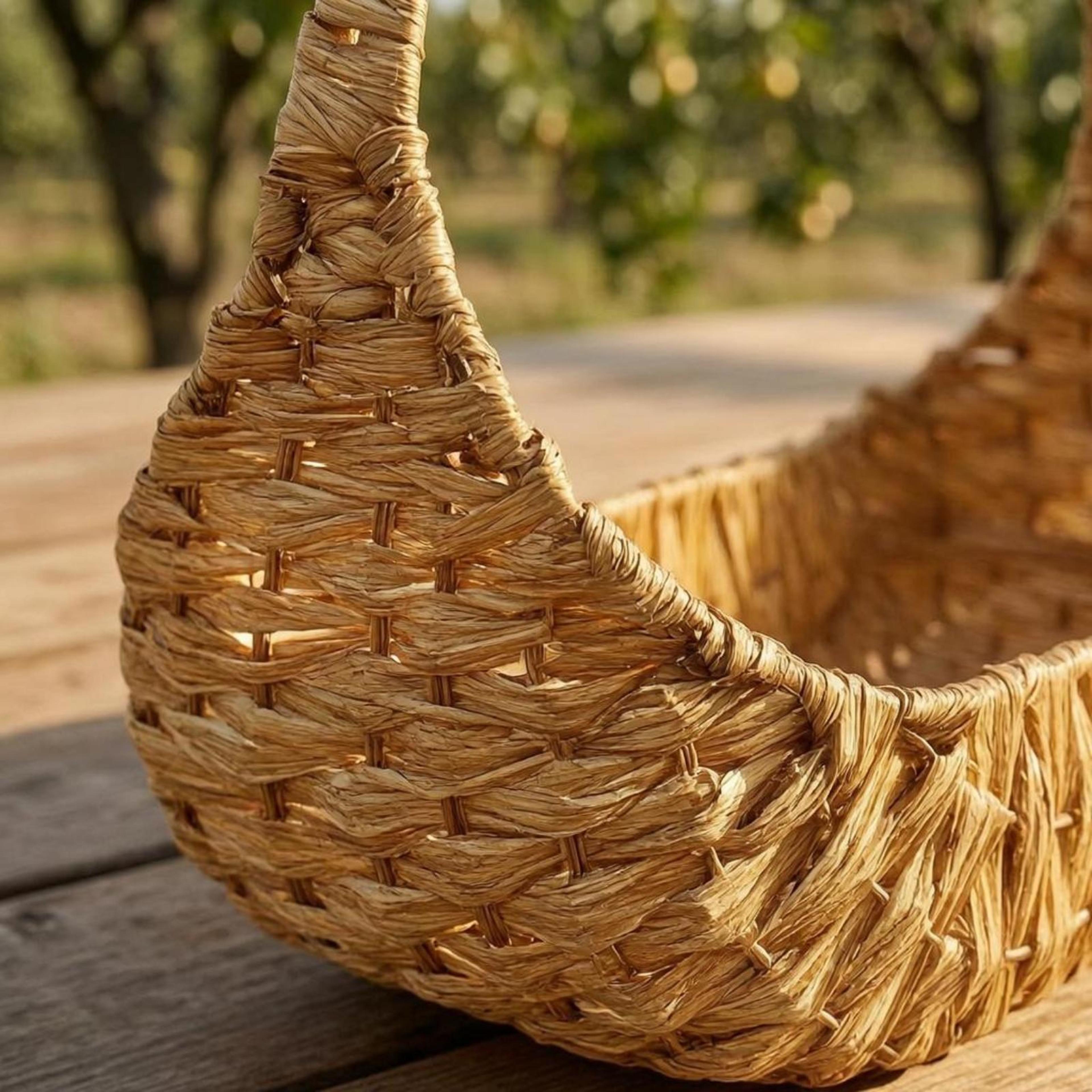 handwoven basket with arch handle for stylish home storage and picnics