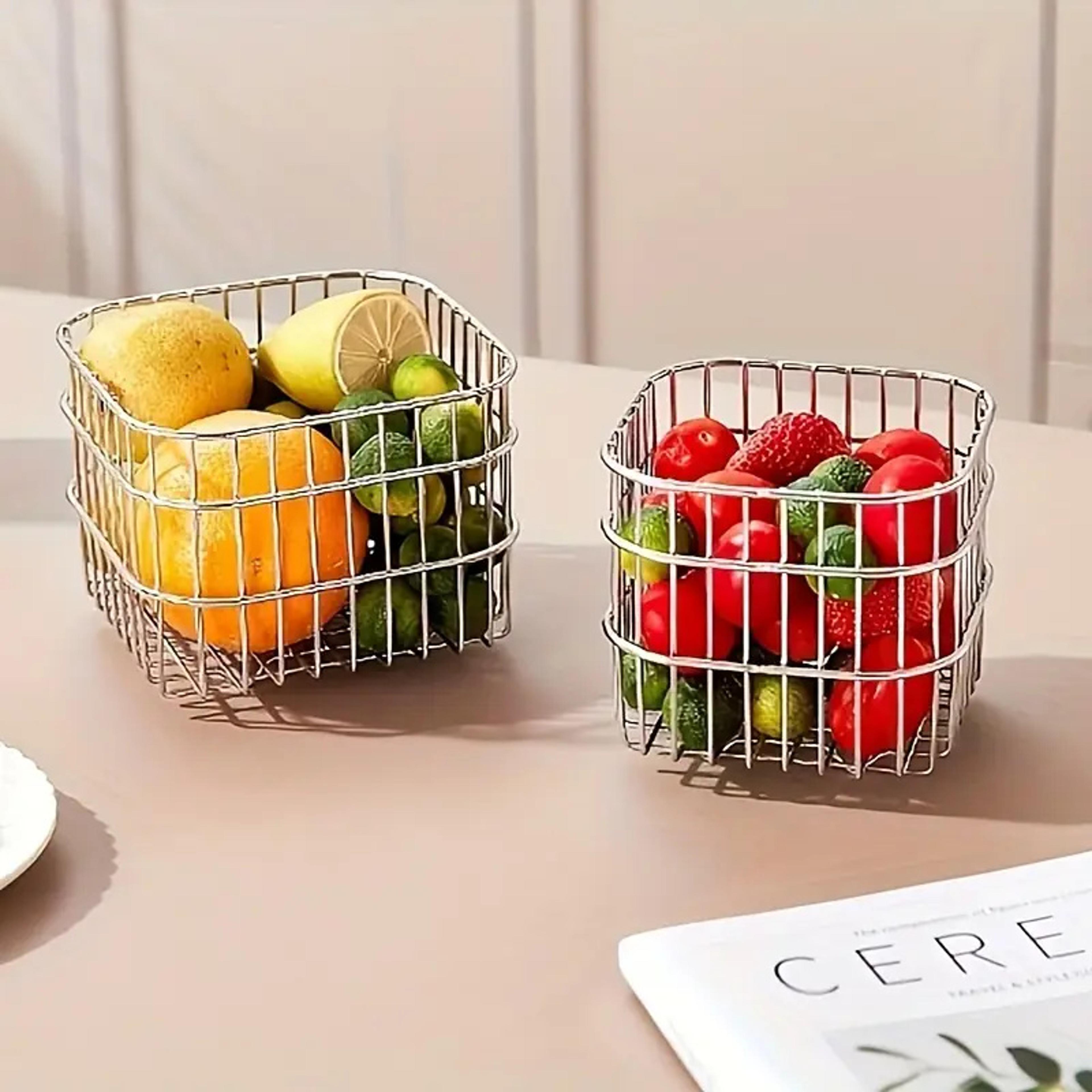 stainless steel storage basket for kitchen countertop fruit vegetable organizer small