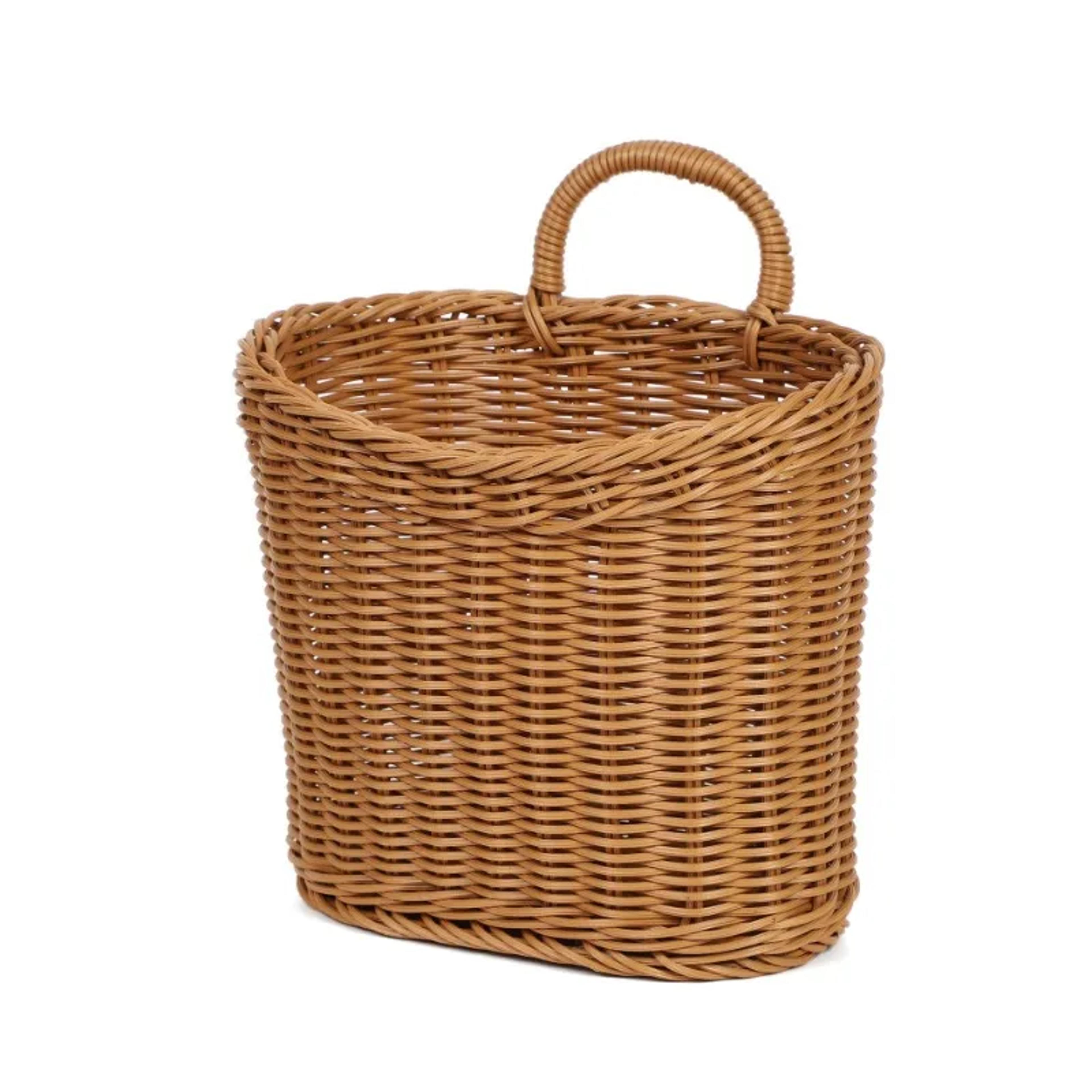 handwoven rattan storage basket for kitchen fruit vegetable decor and wall hanging