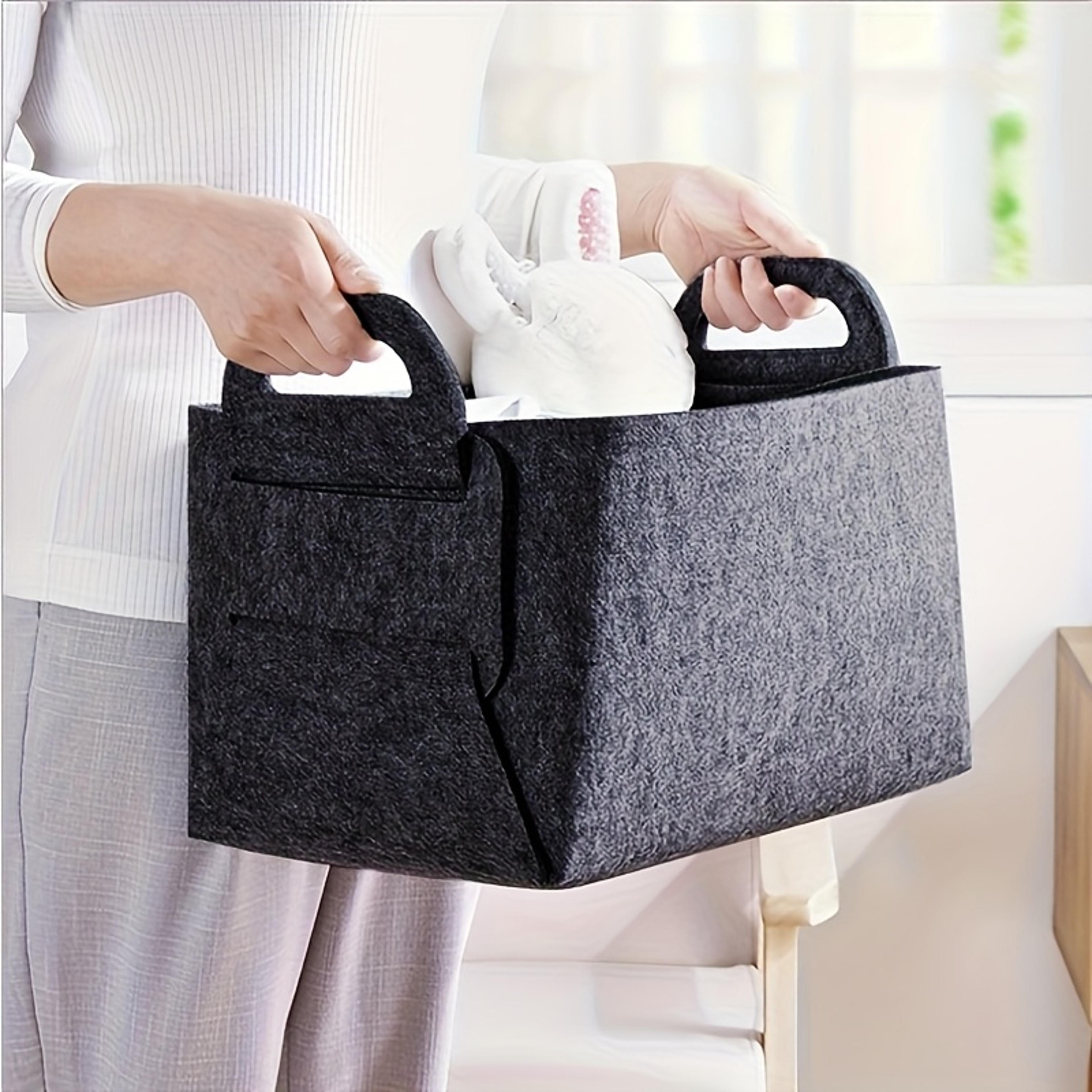 felt storage bins with handles multi size set for home organization dark gray